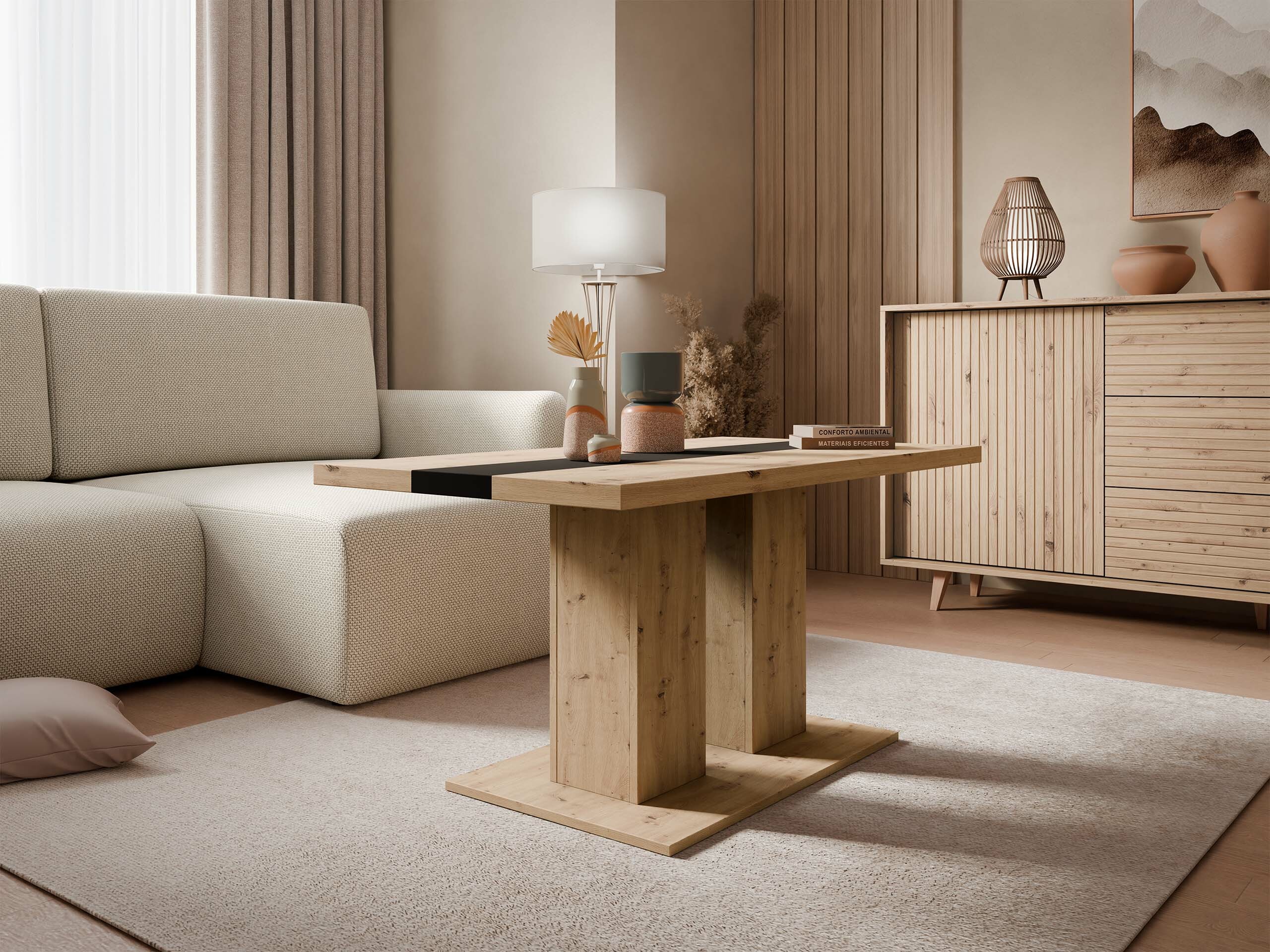 Salontafel Tucson 147 (Artisan eiken + Zwart)