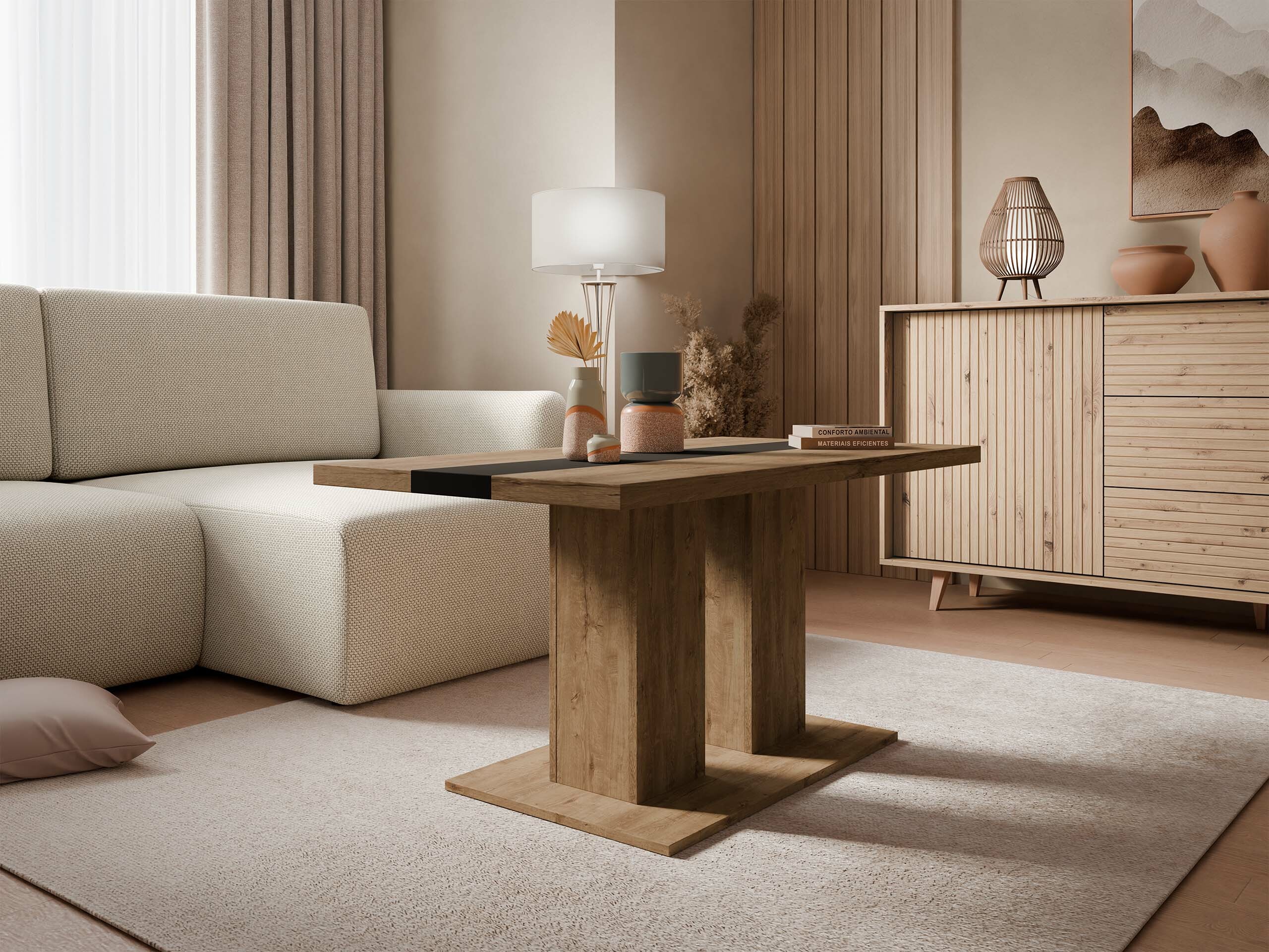 Salontafel Tucson 147 (Lefkas eik + Zwart)