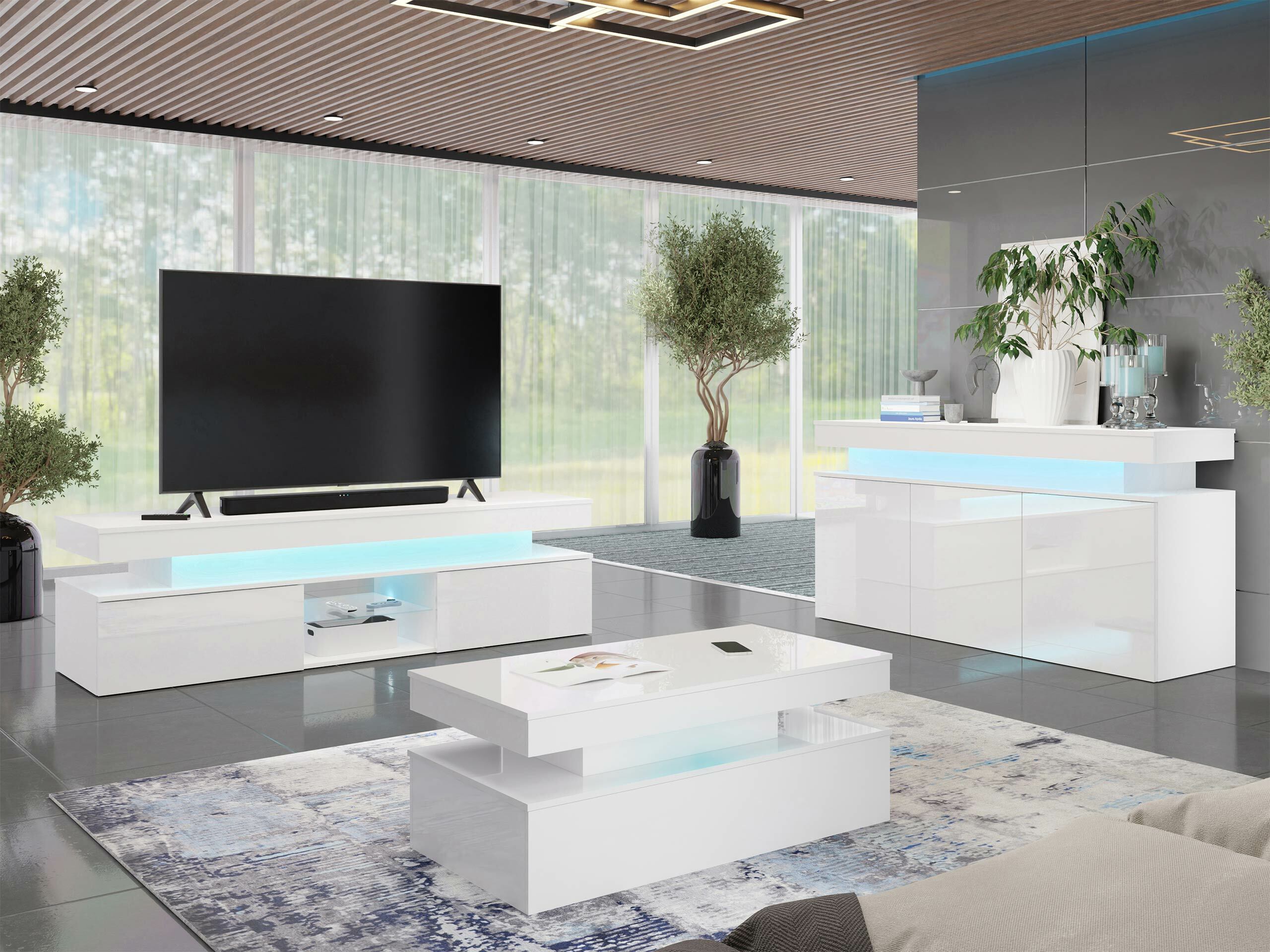 TV-meubel Monfero (Wit + Glanzend wit)