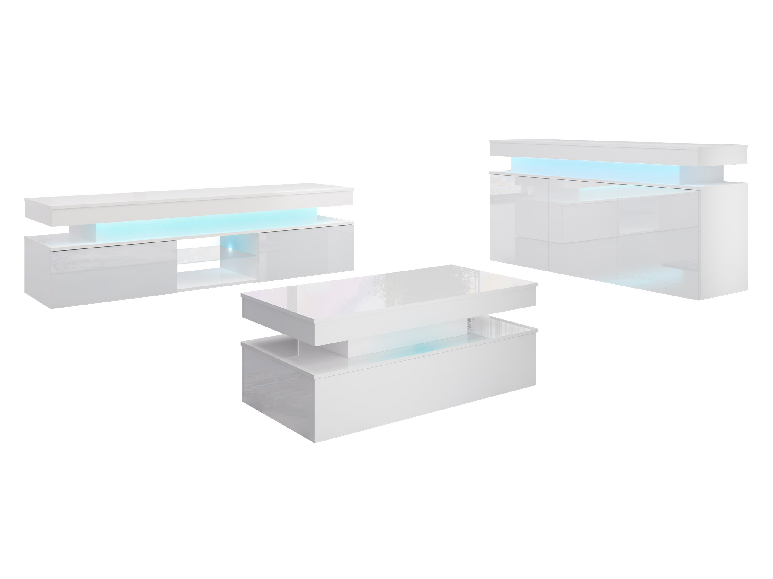 Woonkamerset Monfero 105 (Wit + Glanzend wit)