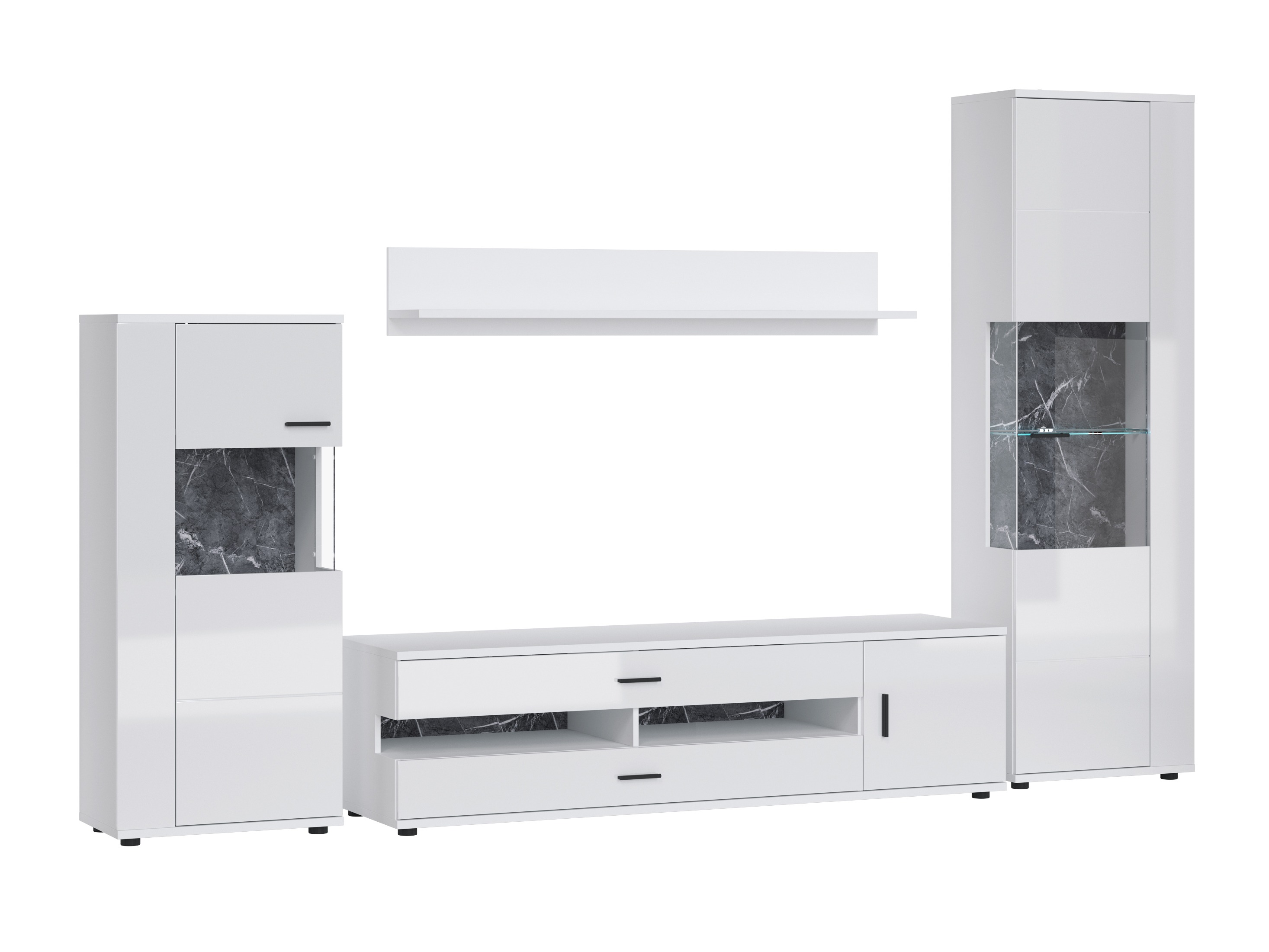 Woonkamerset Ontario 161 (Glanzend wit + Wit)