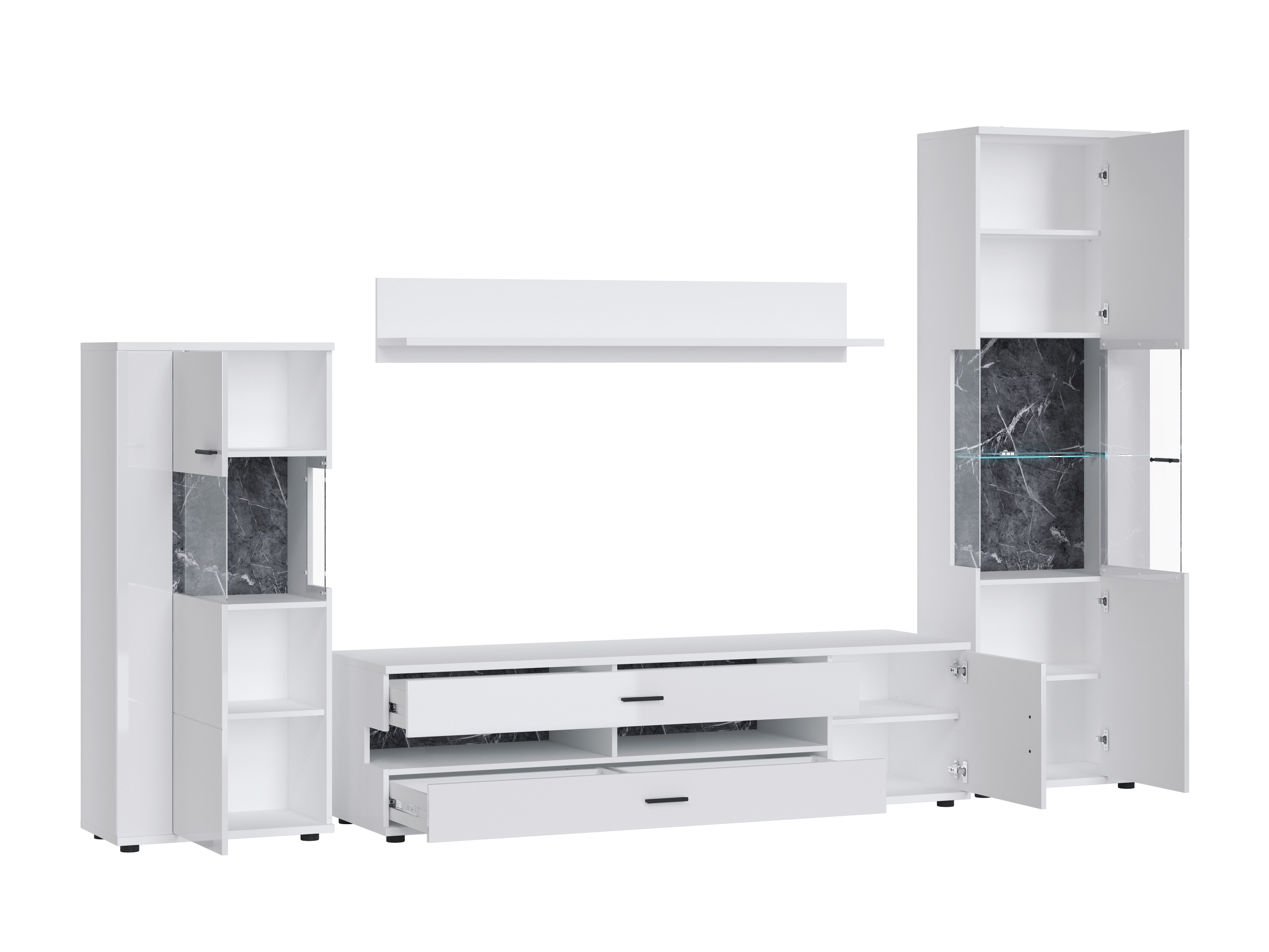 Woonkamerset Ontario 161 (Glanzend wit + Wit)