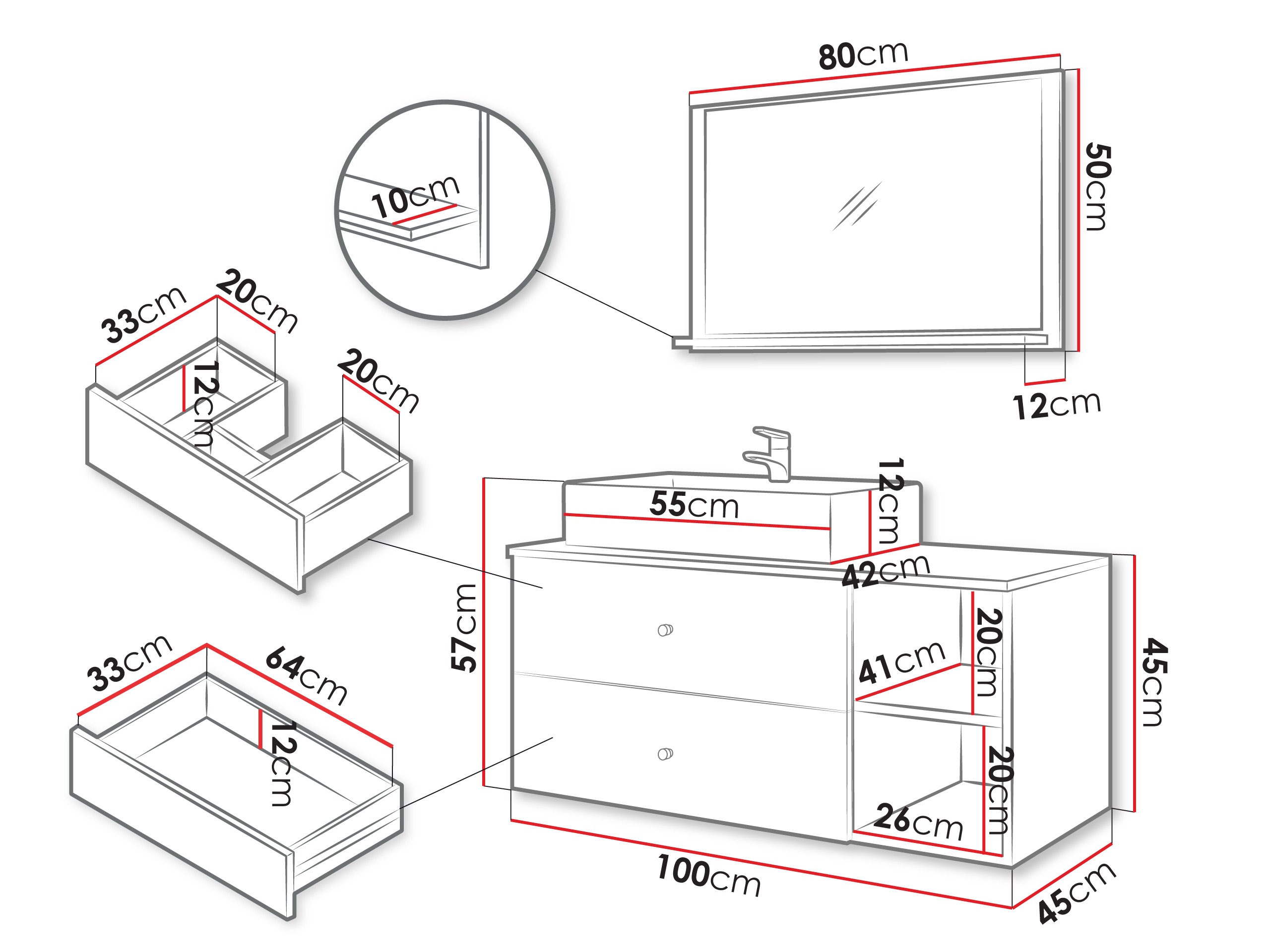 Badkamerset Ophruvi 100 (Lichtbruin)
