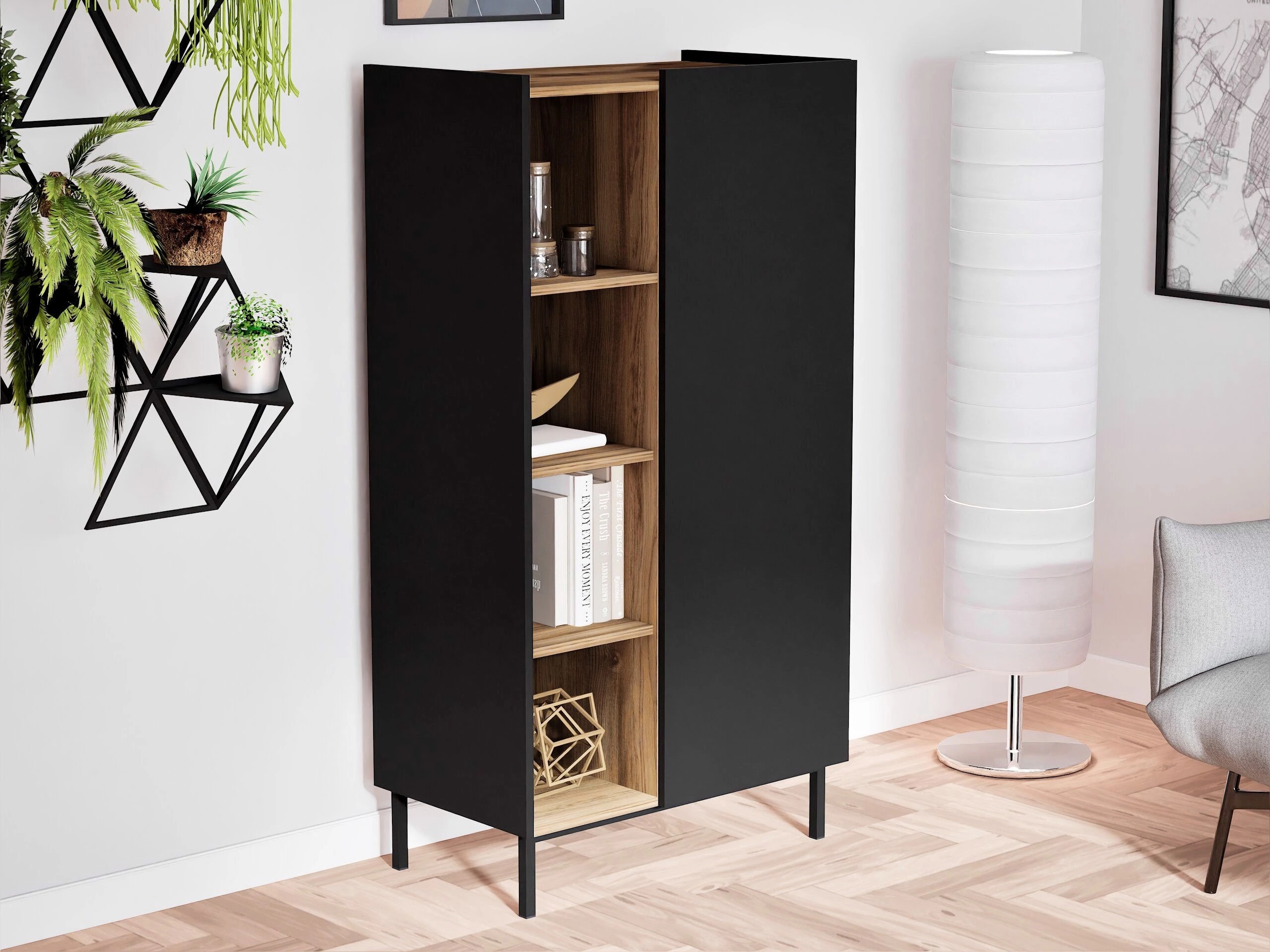 Boekenkast Veldome 101 (Zwart + Lichtbruin)