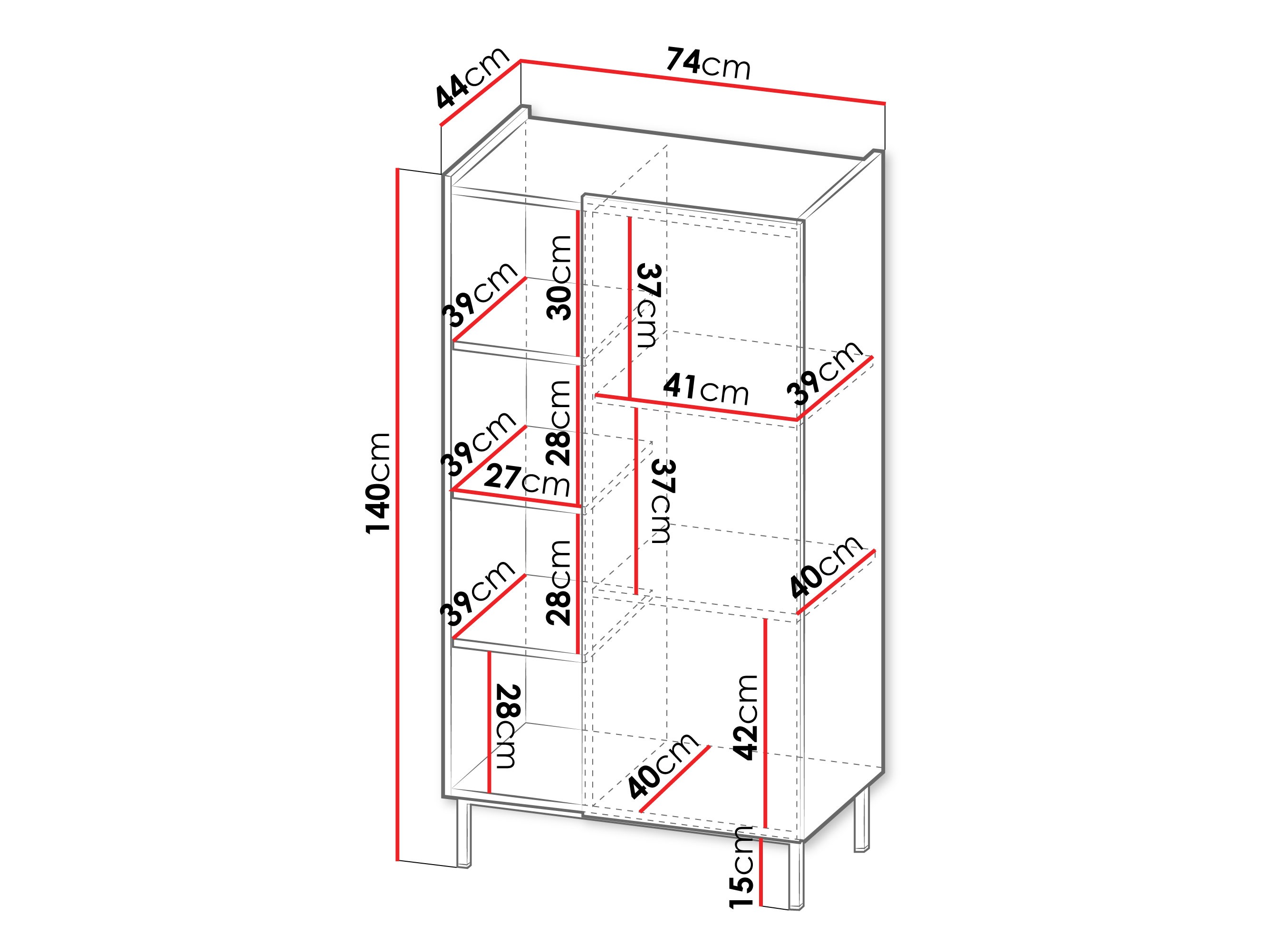 Boekenkast Veldome 101 (Zwart + Lichtbruin)