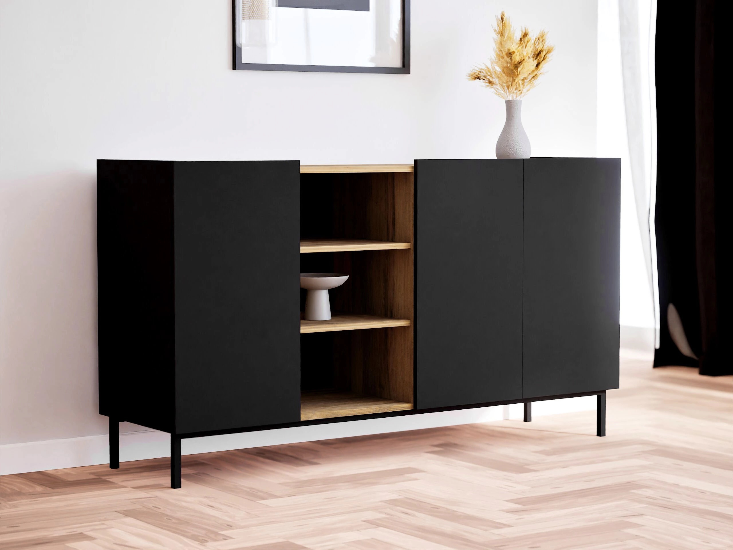 Dressoir Veldome 100 (Zwart + Lichtbruin)