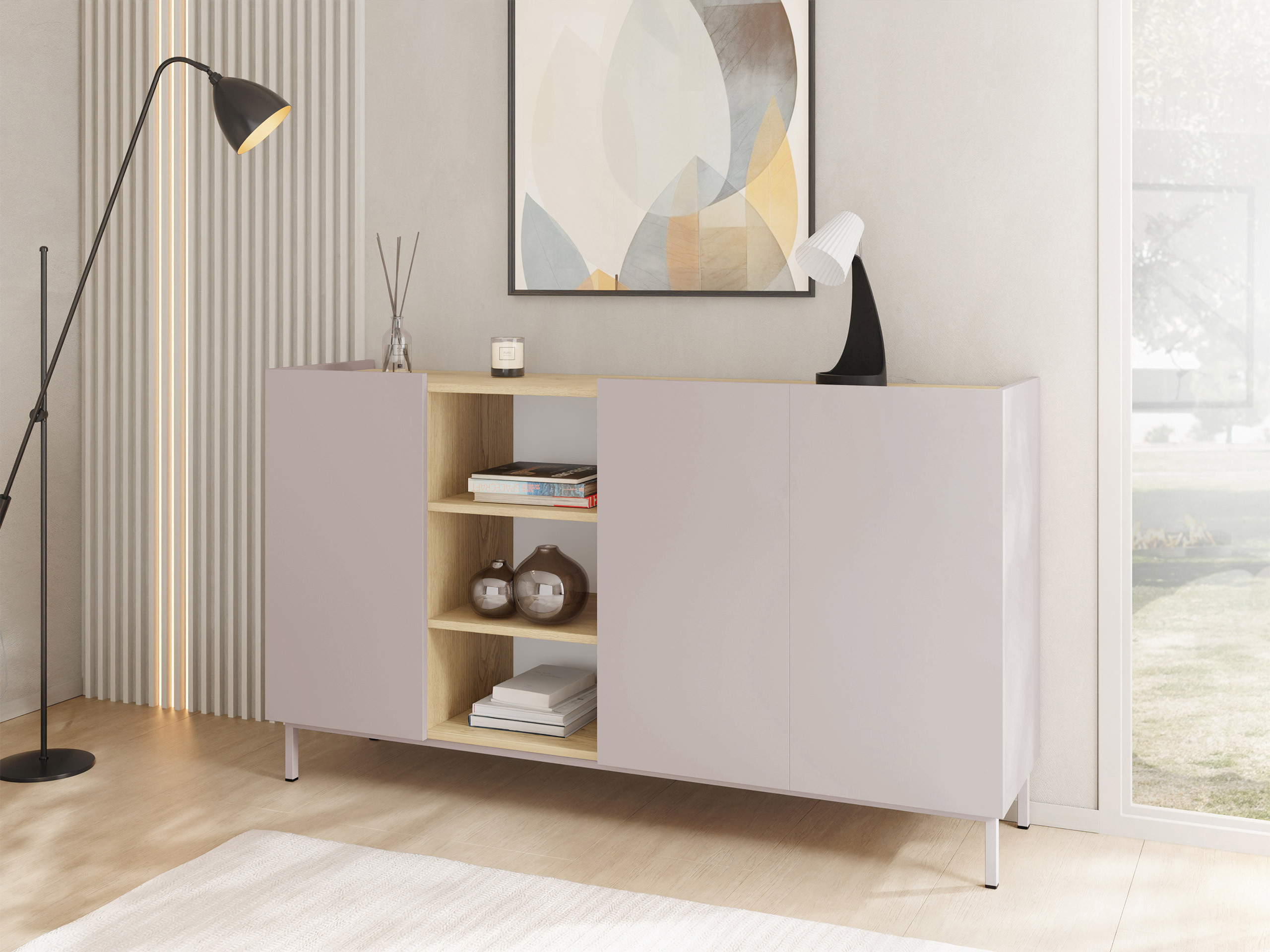 Dressoir Veldome 100 (Kasjmier + Cremona eiken)