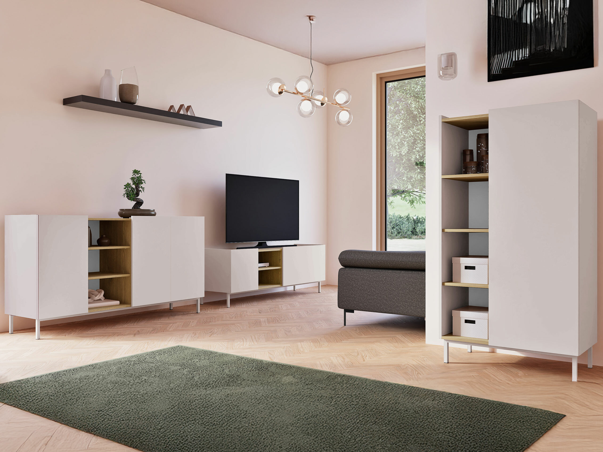 Dressoir Veldome 100 (Kasjmier + Cremona eiken)