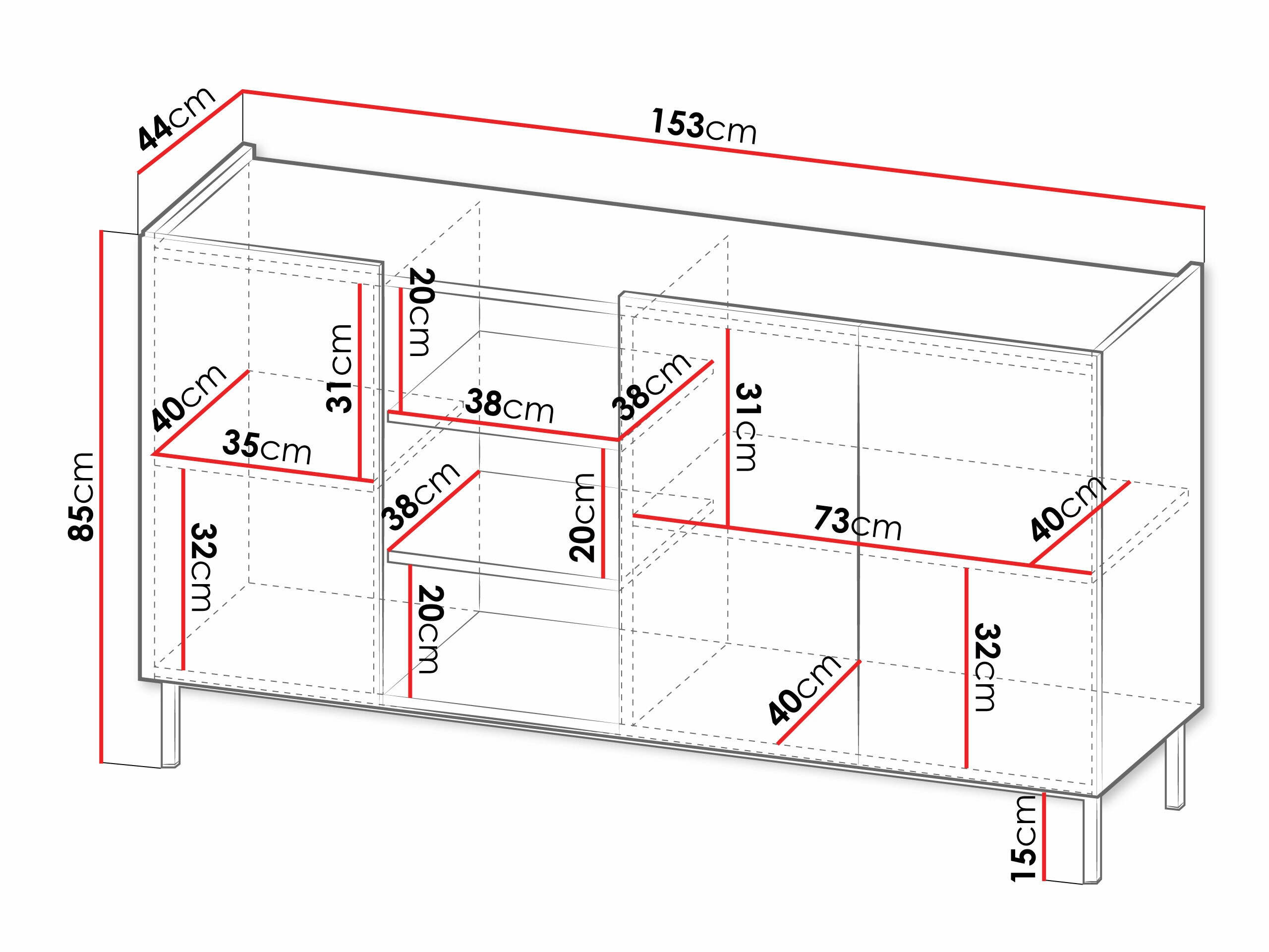 Dressoir Veldome 100 (Kasjmier + Cremona eiken)