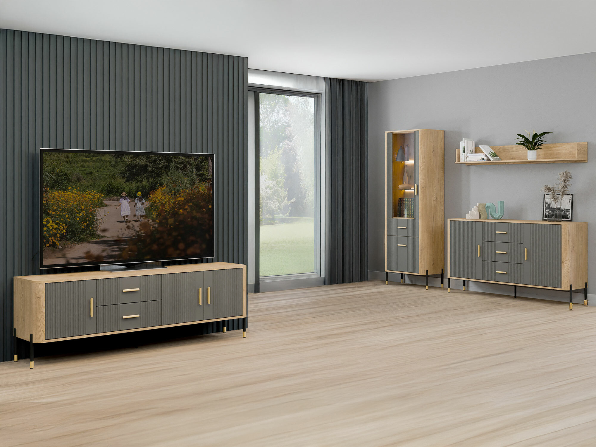 TV-meubel Flosora 105 (Grijs)