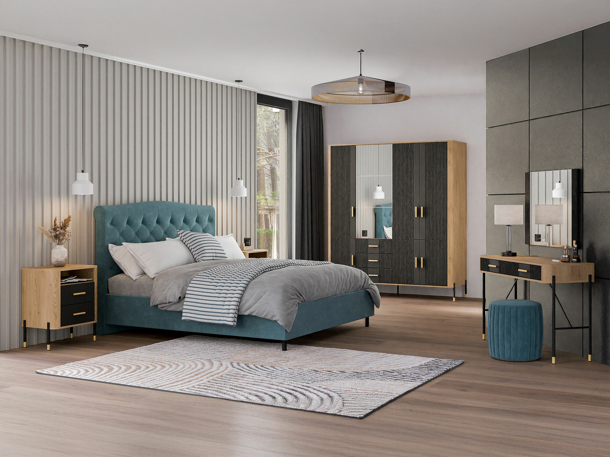 Nachtkastje Flosora 142 (Antraciet)