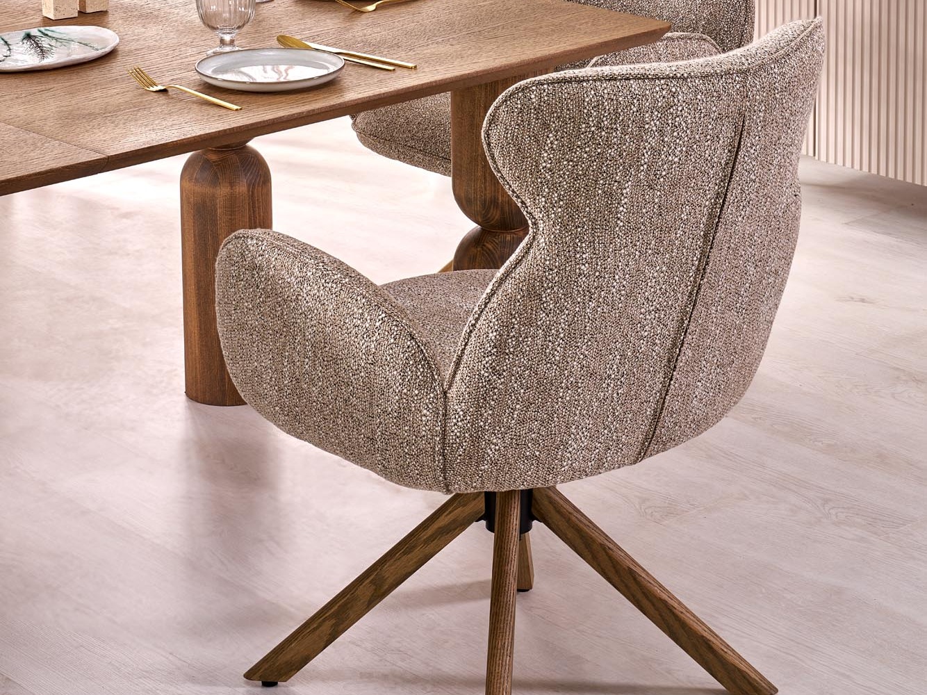 Stoel Houston 2041 (Beige + Licht hout)
