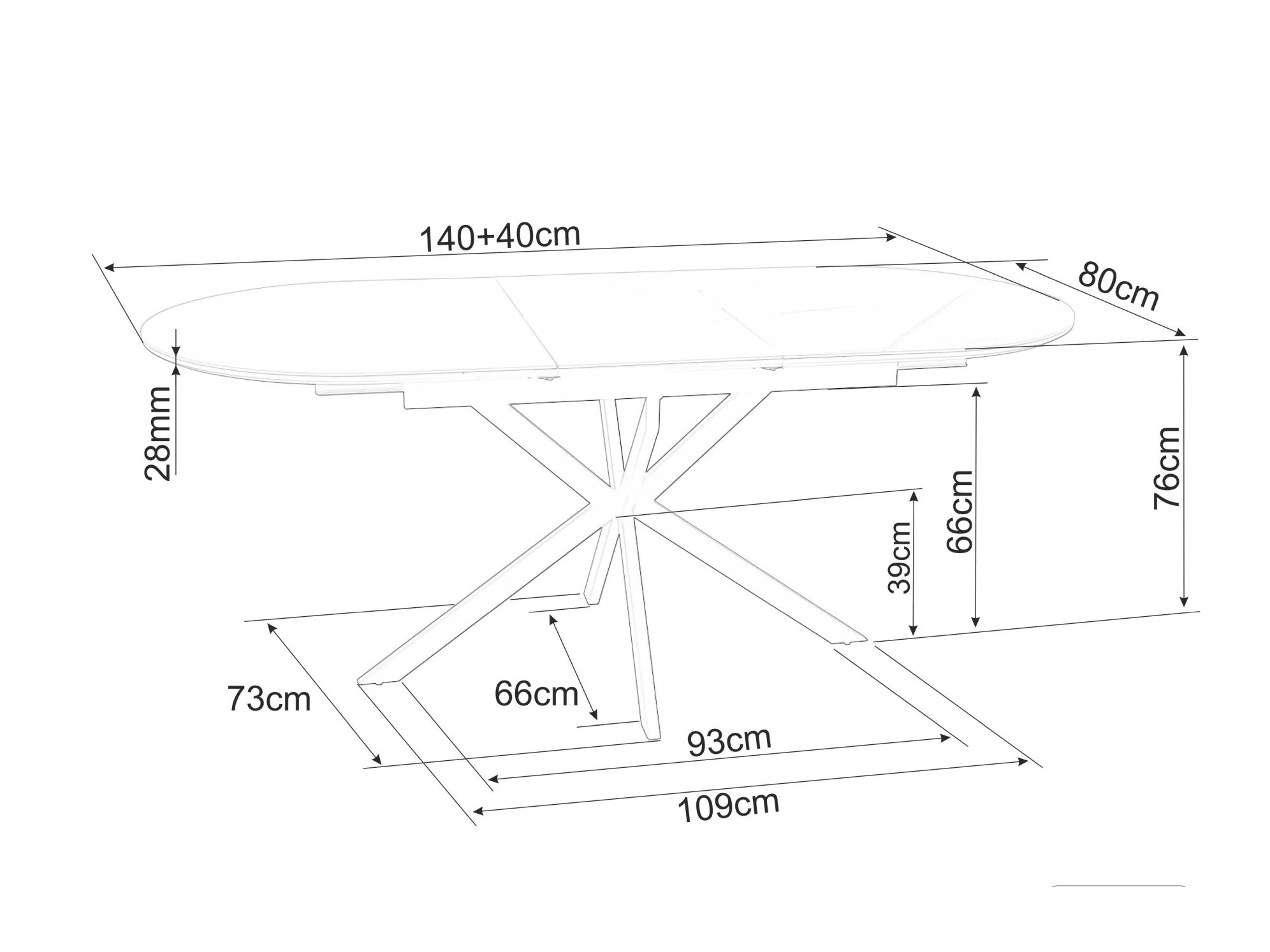 Tafel Detroit 862 (Zwart marmer)