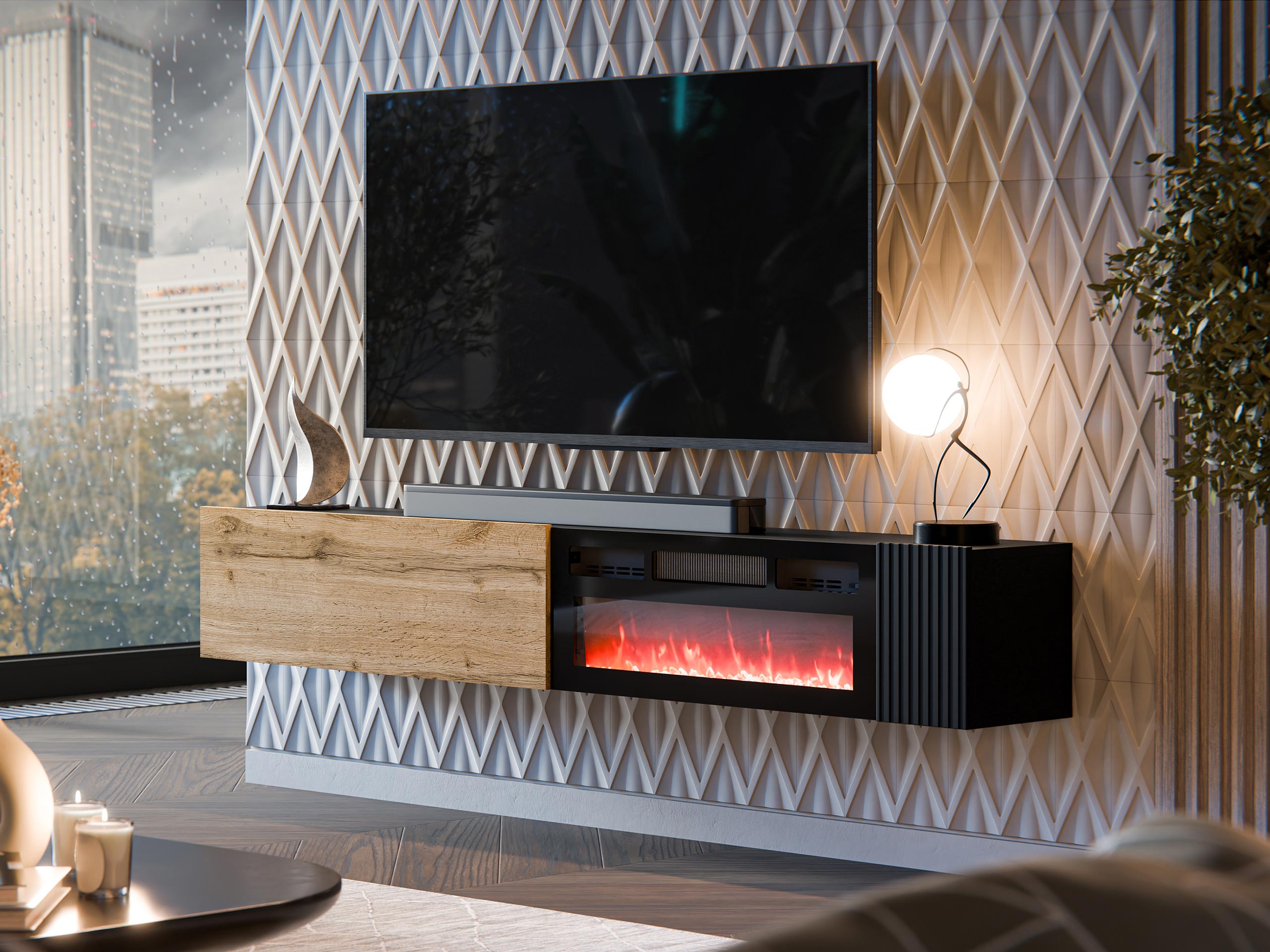 TV-meubel Species I (Wotan eik + Zwart)