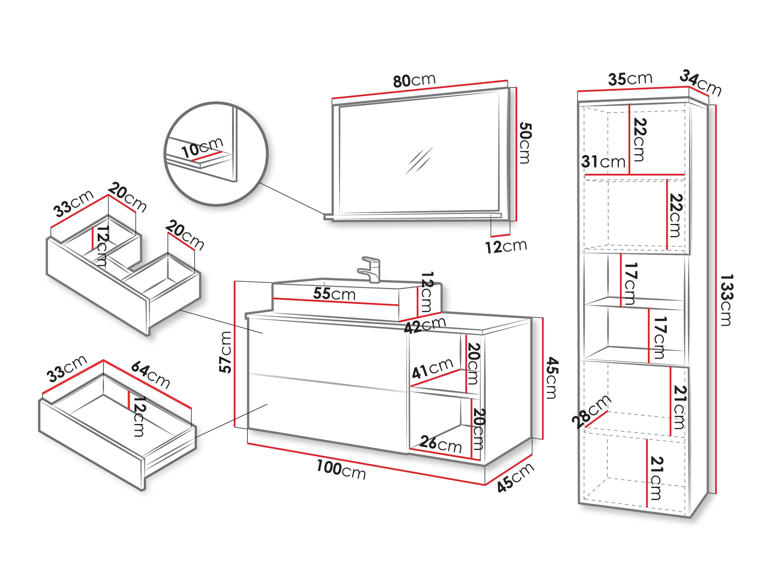 Badkamerset Ophruvi 104 (Eiken)