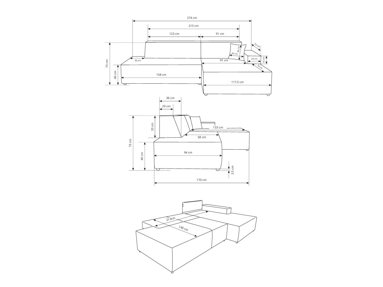 Hoekbank Kingston 187 (Tilia 86)