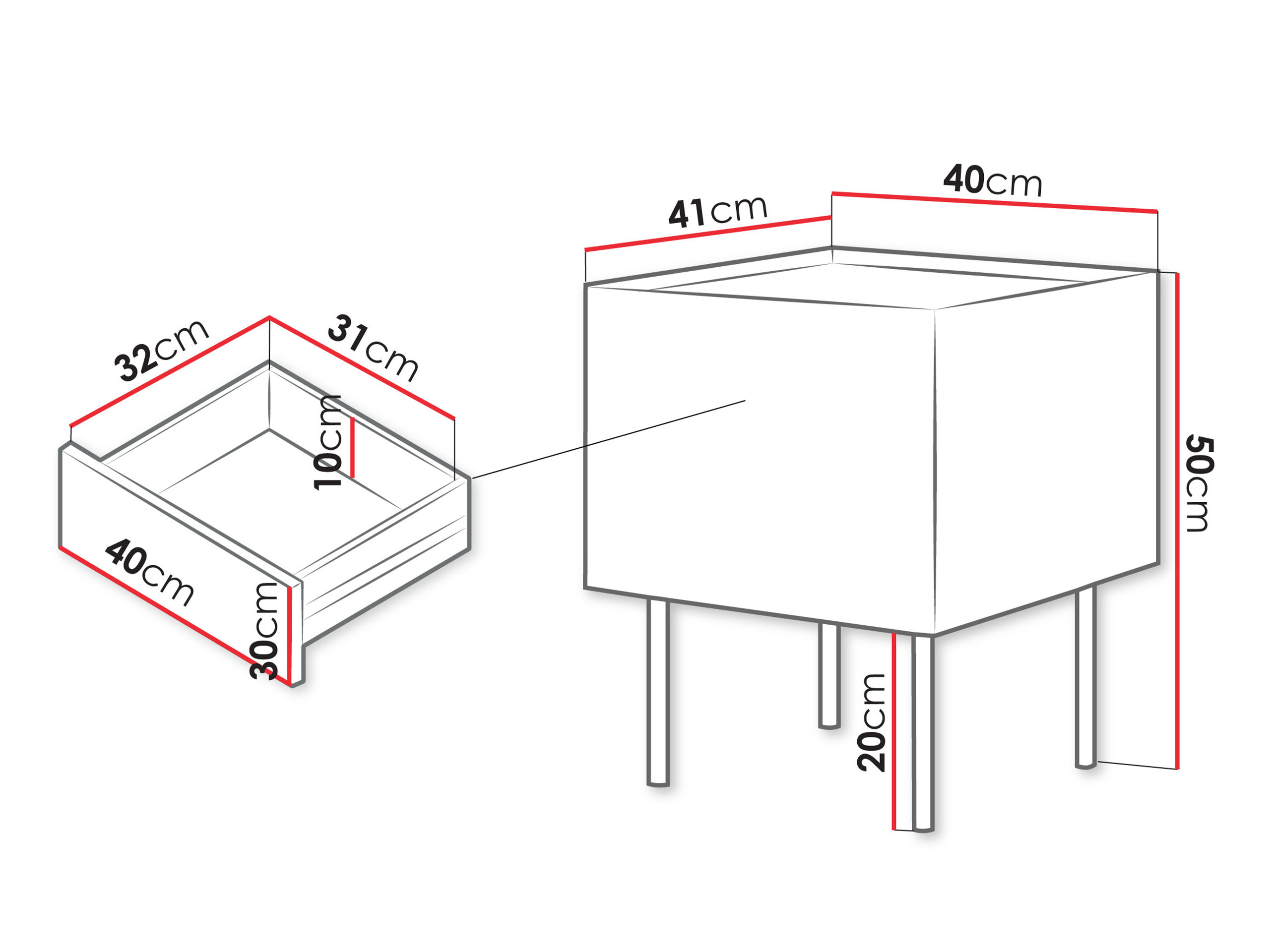 Een set nachtkastjes Melbela 108 (Kasjmier + Eiken)