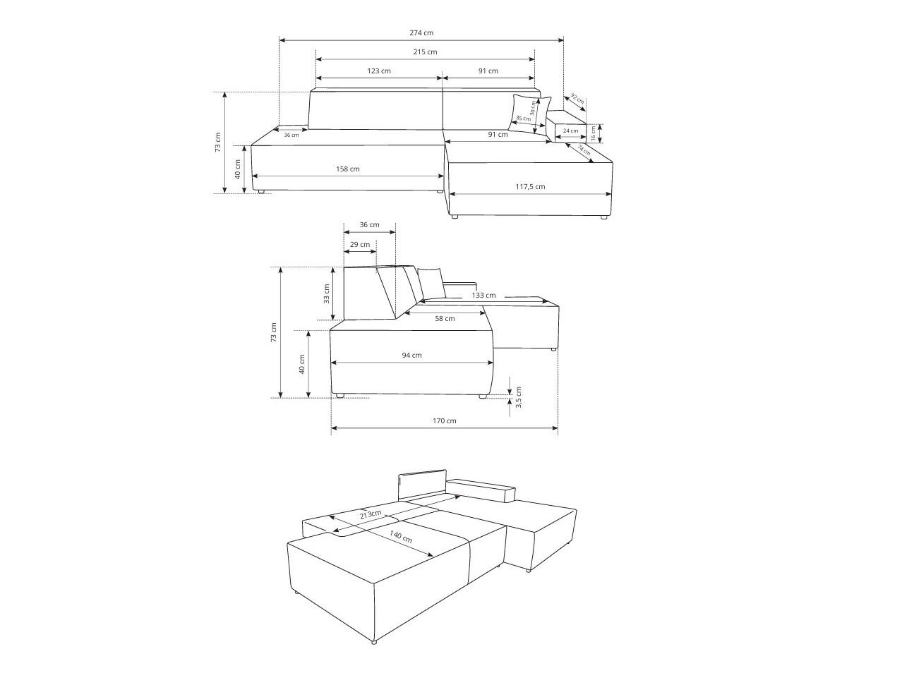 Hoekbank Kingston 187 (Dunbar 40)