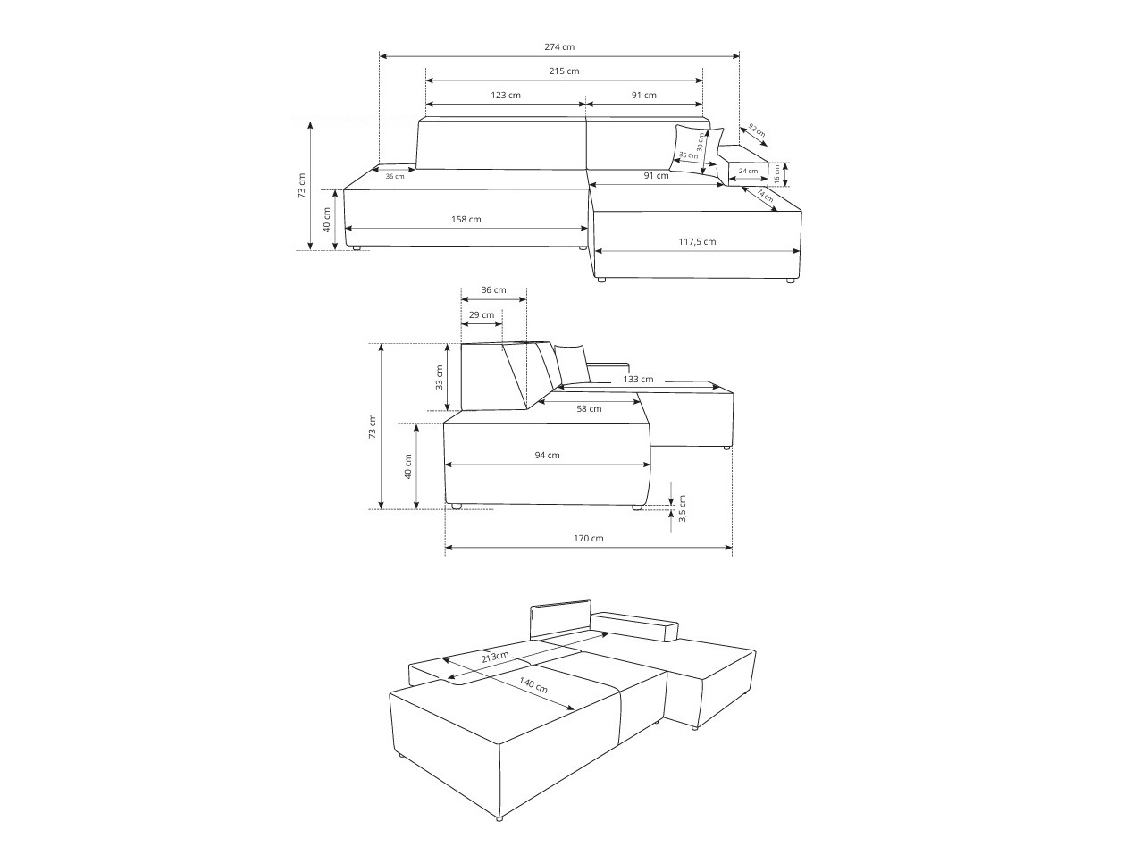 Hoekbank Kingston 187 (Dunbar 40)