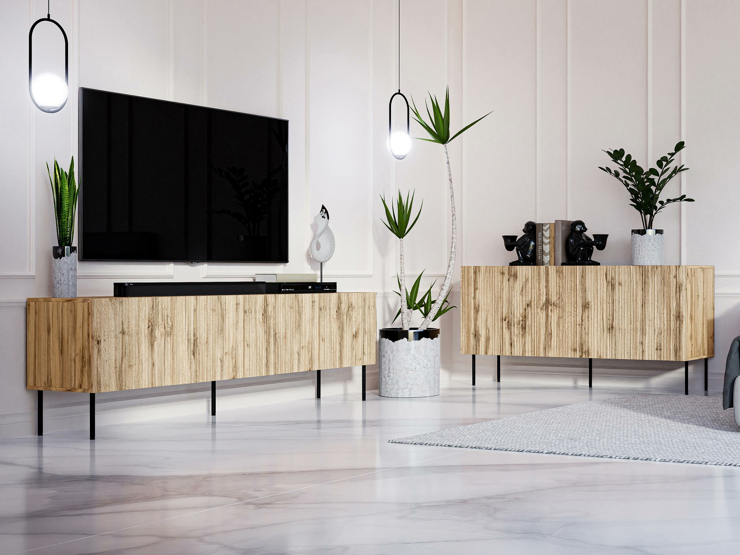 Dressoir Lorelbo 100 (Wotan eik + Zwart)