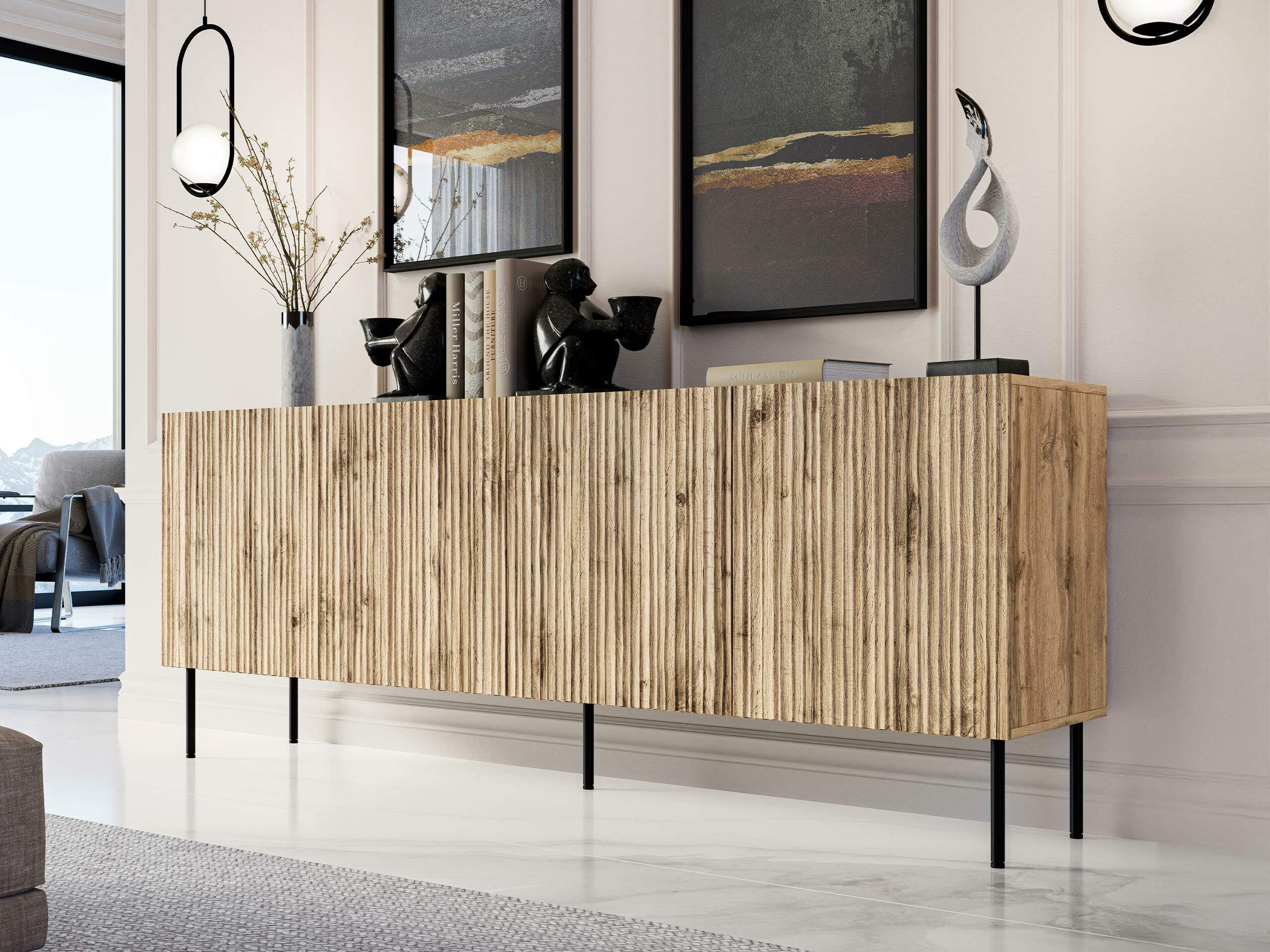 Dressoir Lorelbo 101 (Wotan eik + Zwart)