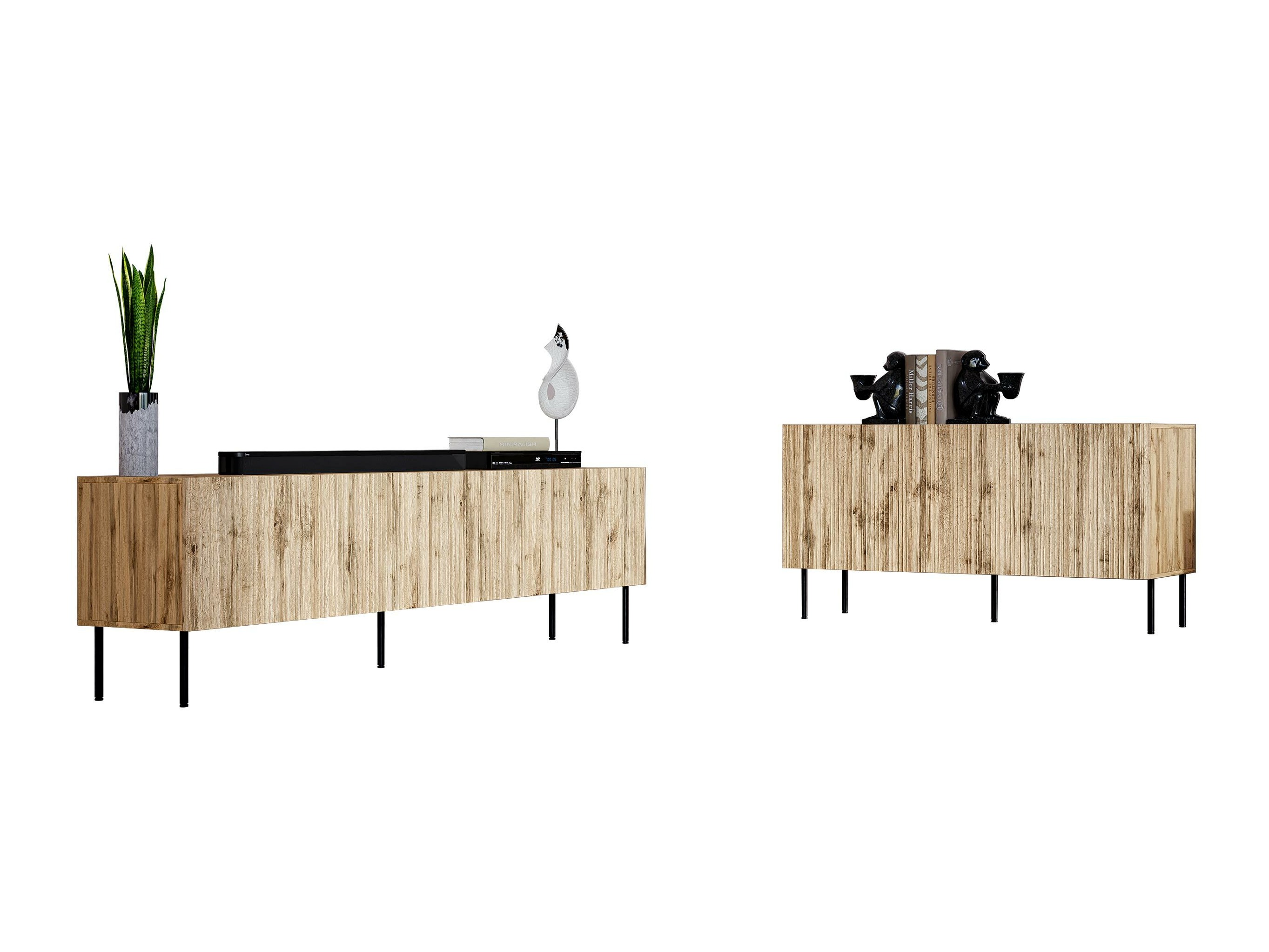 Woonkamerset Lorelbo 104 (Wotan eik + Zwart)