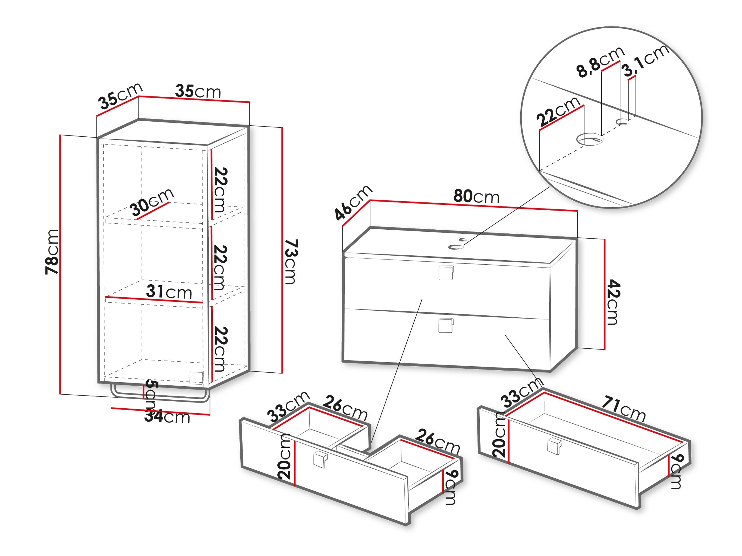 Badkamerset Orlvera 104 (Lichtbruin)