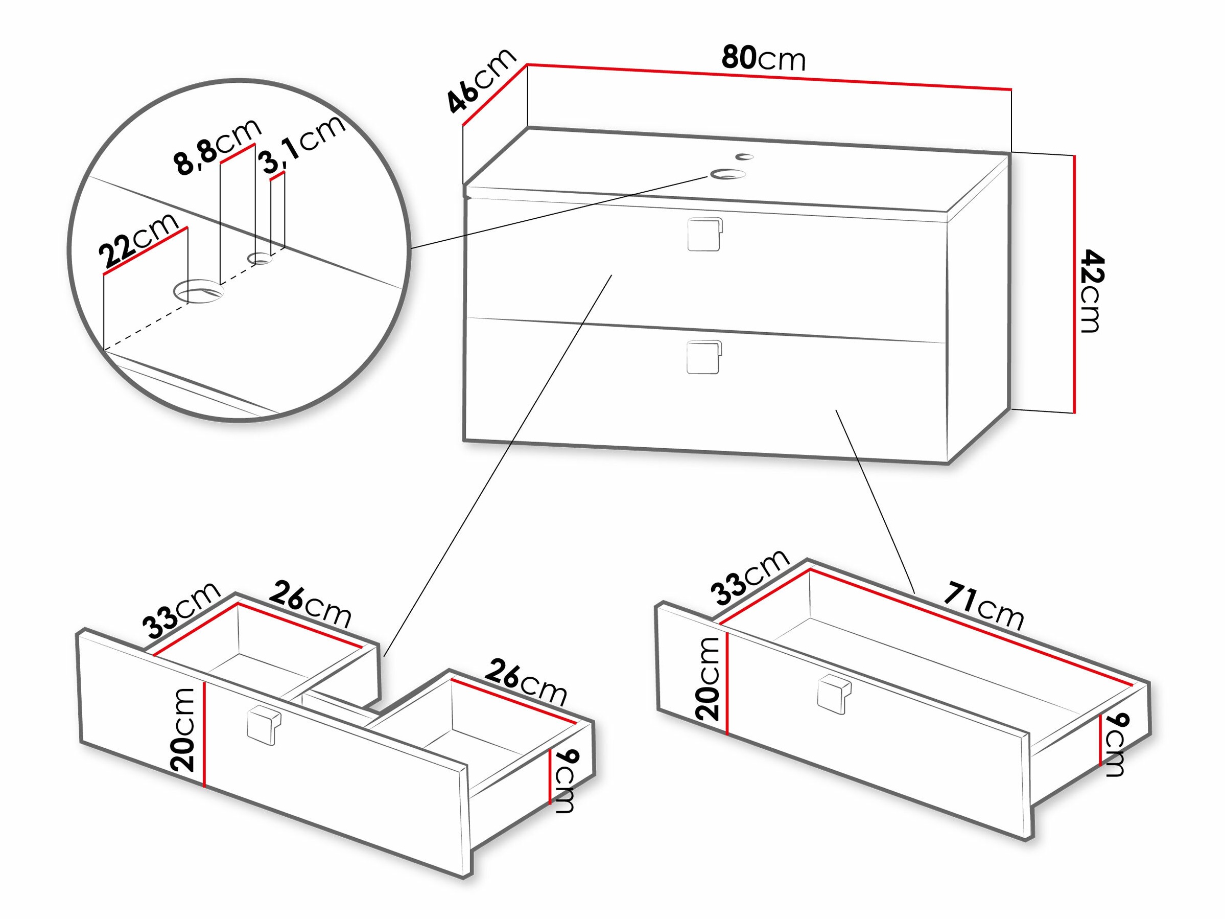 Hangend badkamermeubel voor wastafel Orlvera 102 (Lichtbruin)