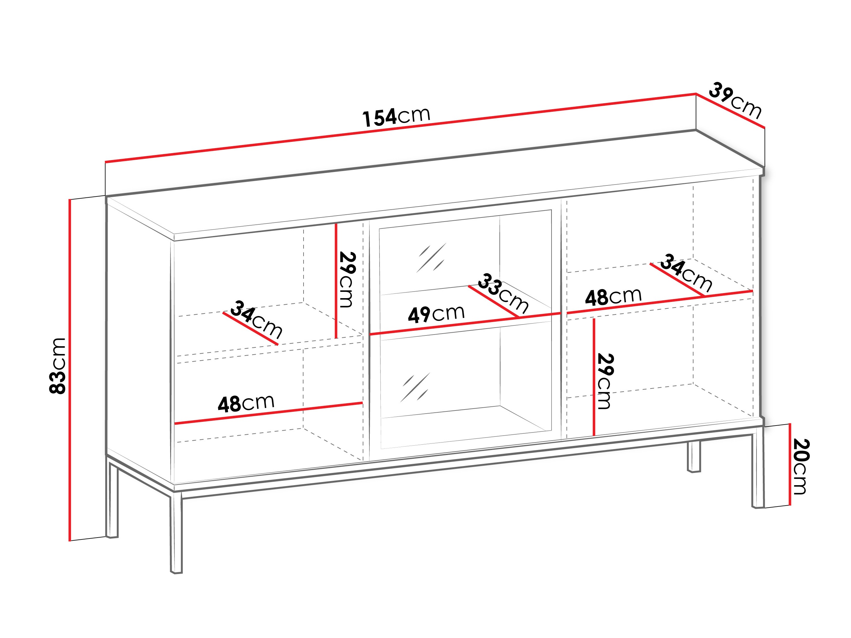 Dressoir Manal I (Zwart + Wotan eik)