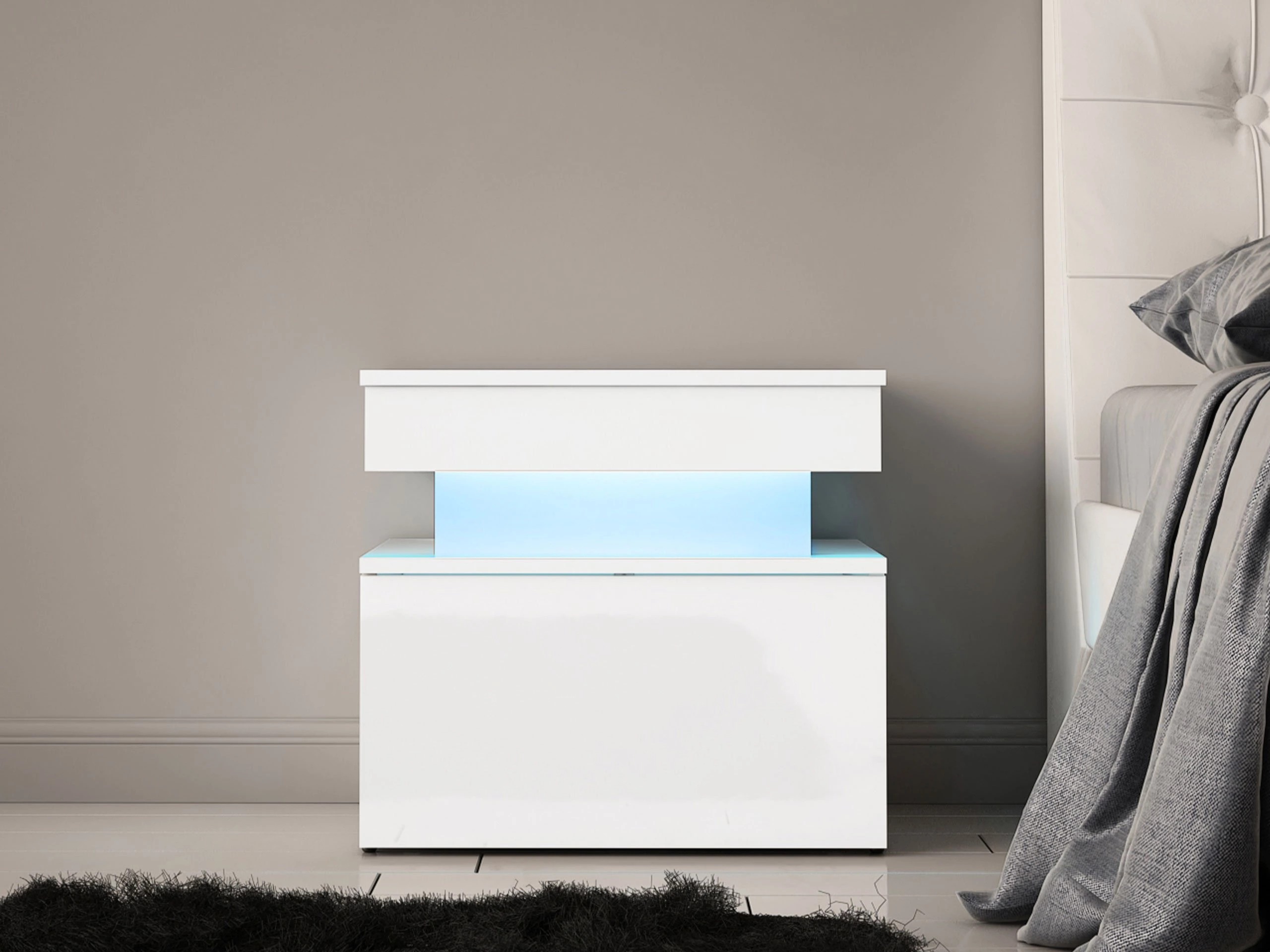 Nachtkastje Monfero 102 (Wit + Glanzend wit)