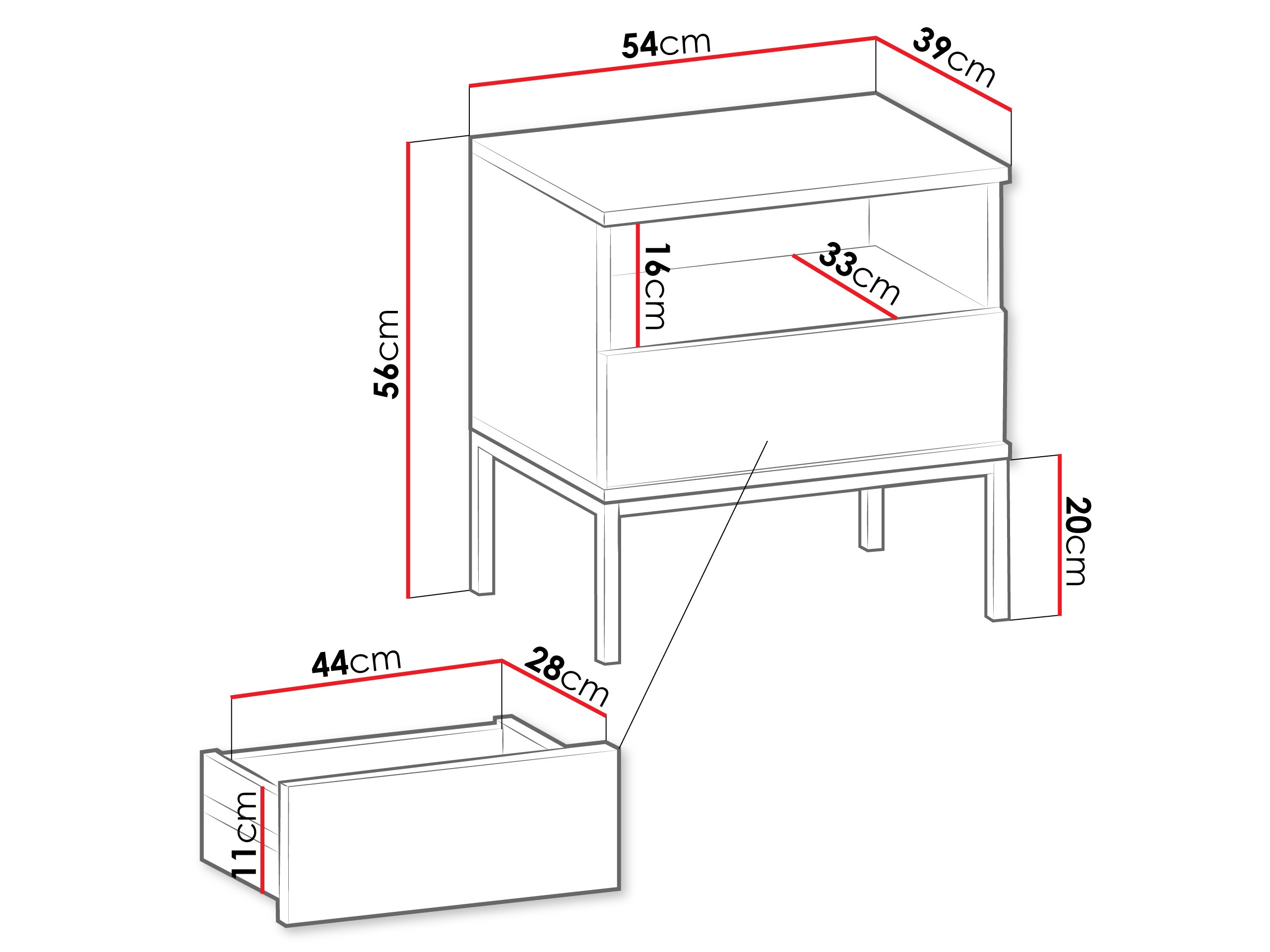 Nachtkastje Soferi 110 (Kasjmier)