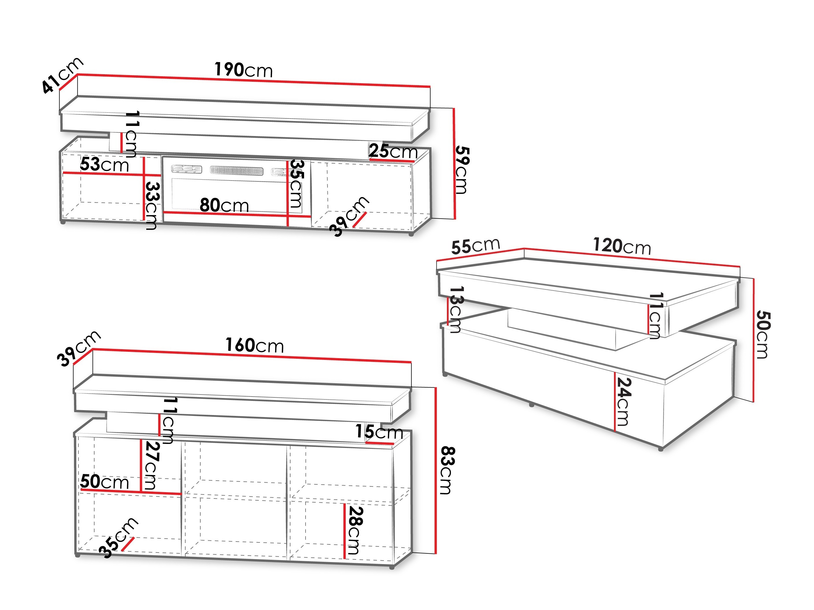 Woonkamerset Monfero I (Lichtbruin)