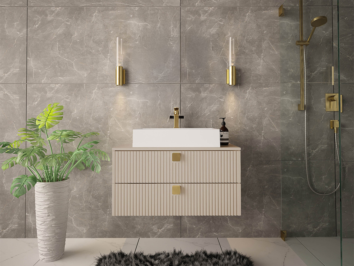 Hangend badkamermeubel voor wastafel Orlvera 102 (Lichtbruin)