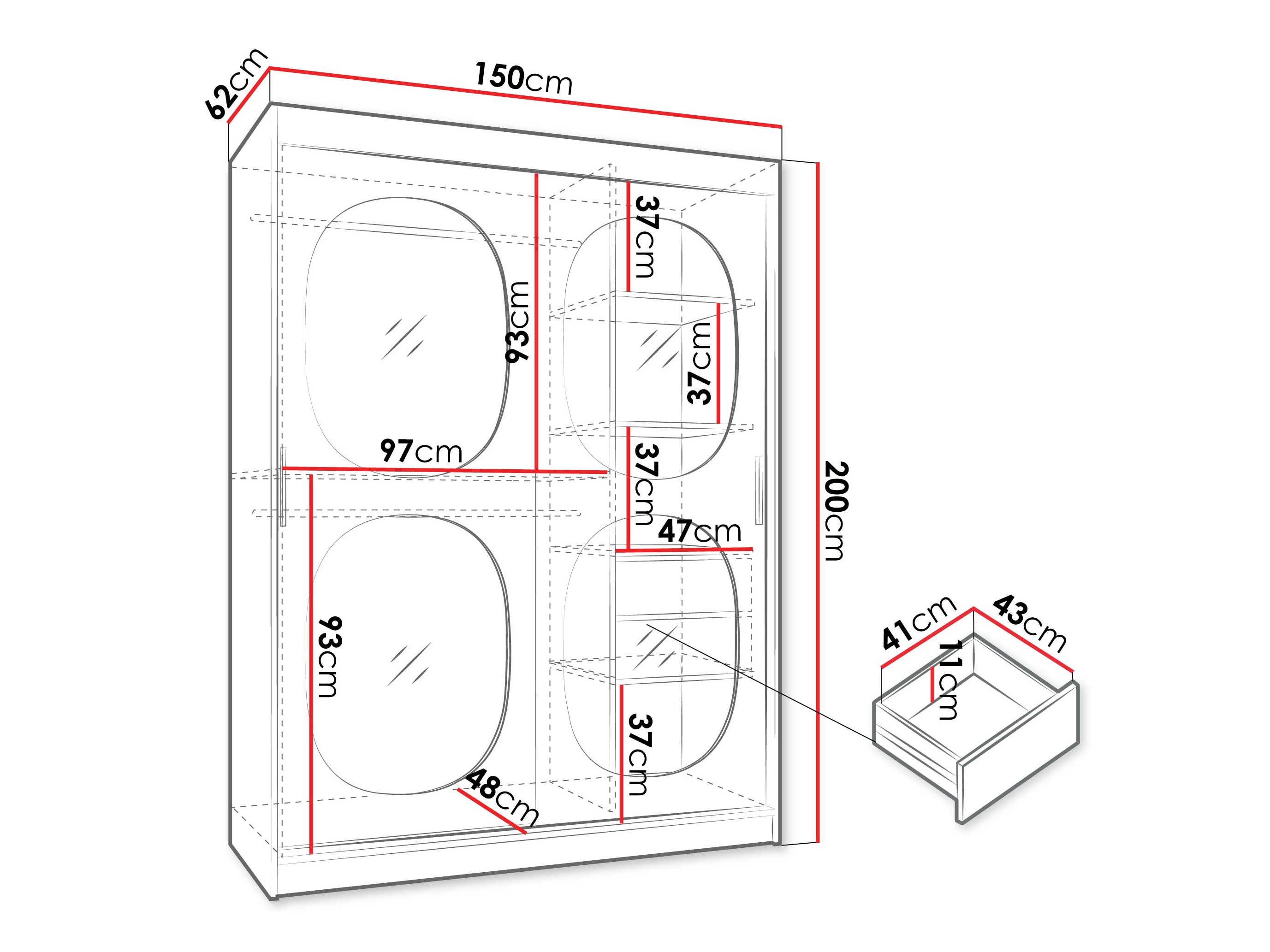 Kledingkast Hartford 527 (Kasjmier)