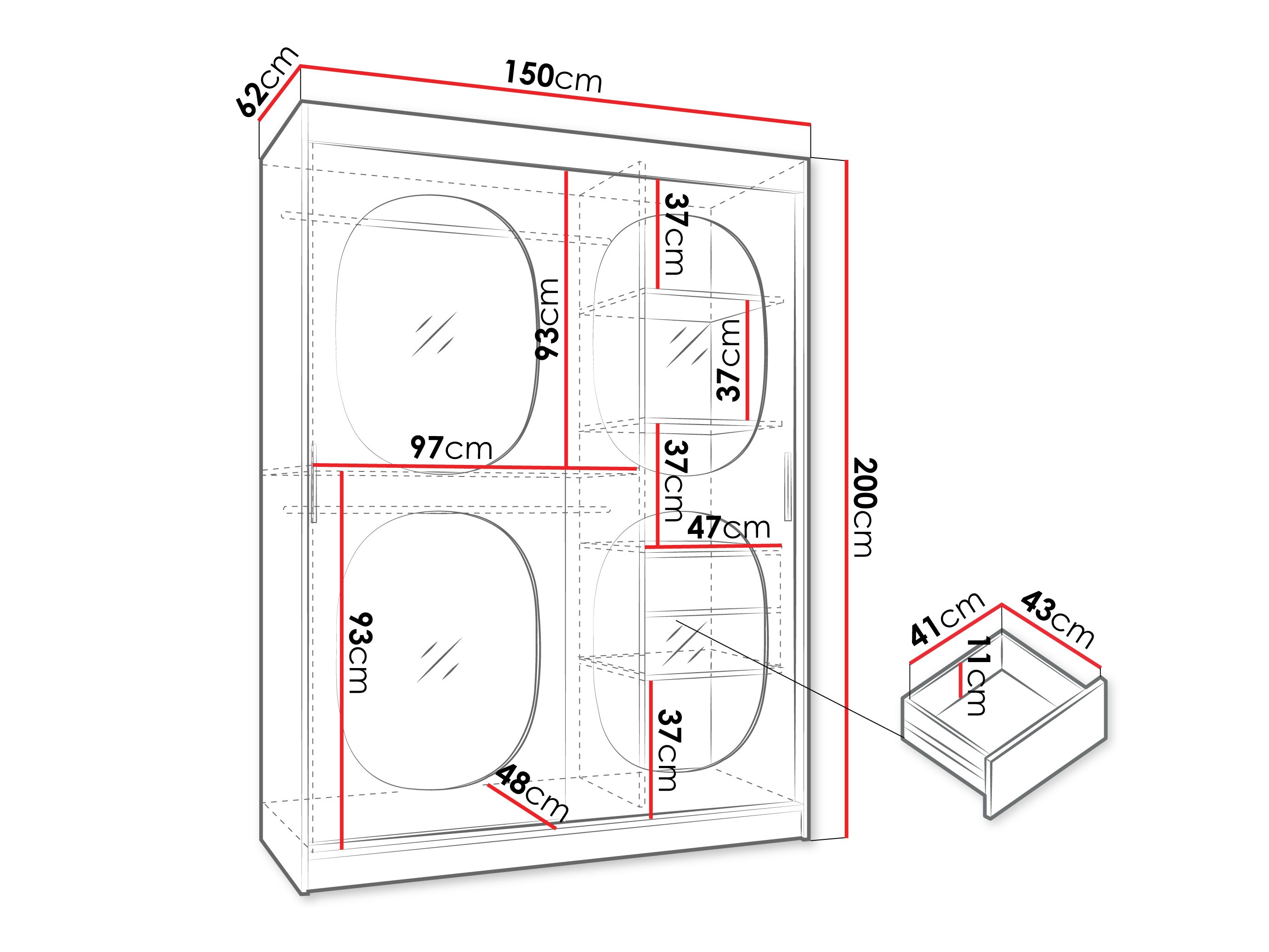 Kledingkast Hartford 527 (Kasjmier)