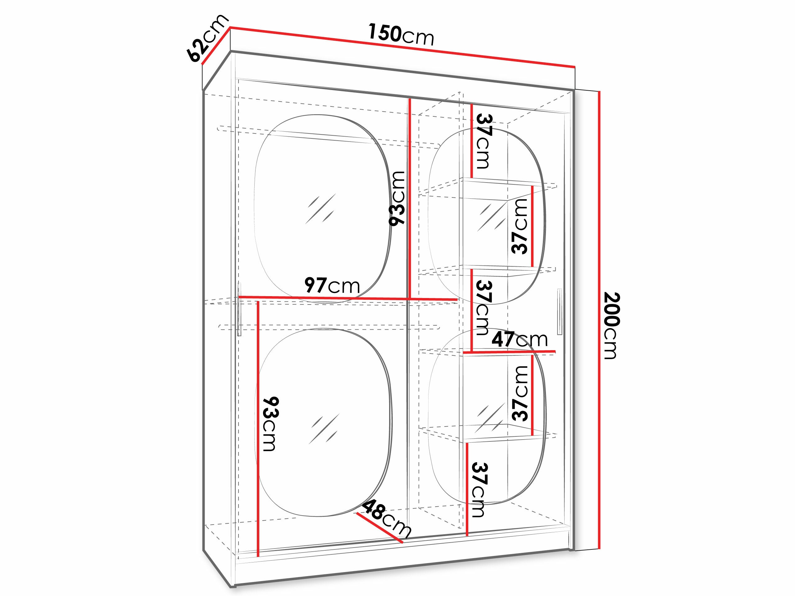 Kledingkast Hartford 527 (Zwart)