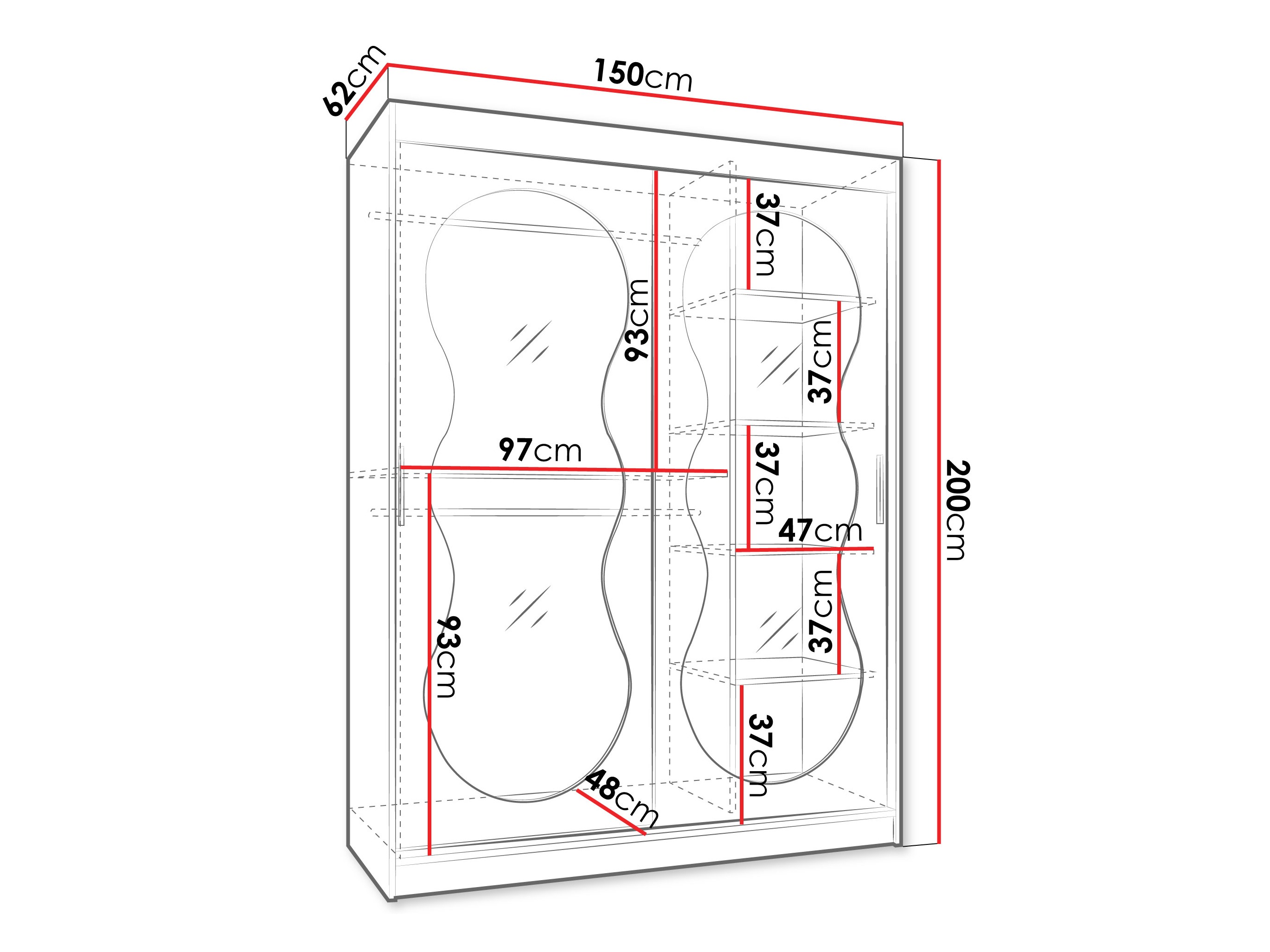 Kledingkast Hartford 528 (Zwart)