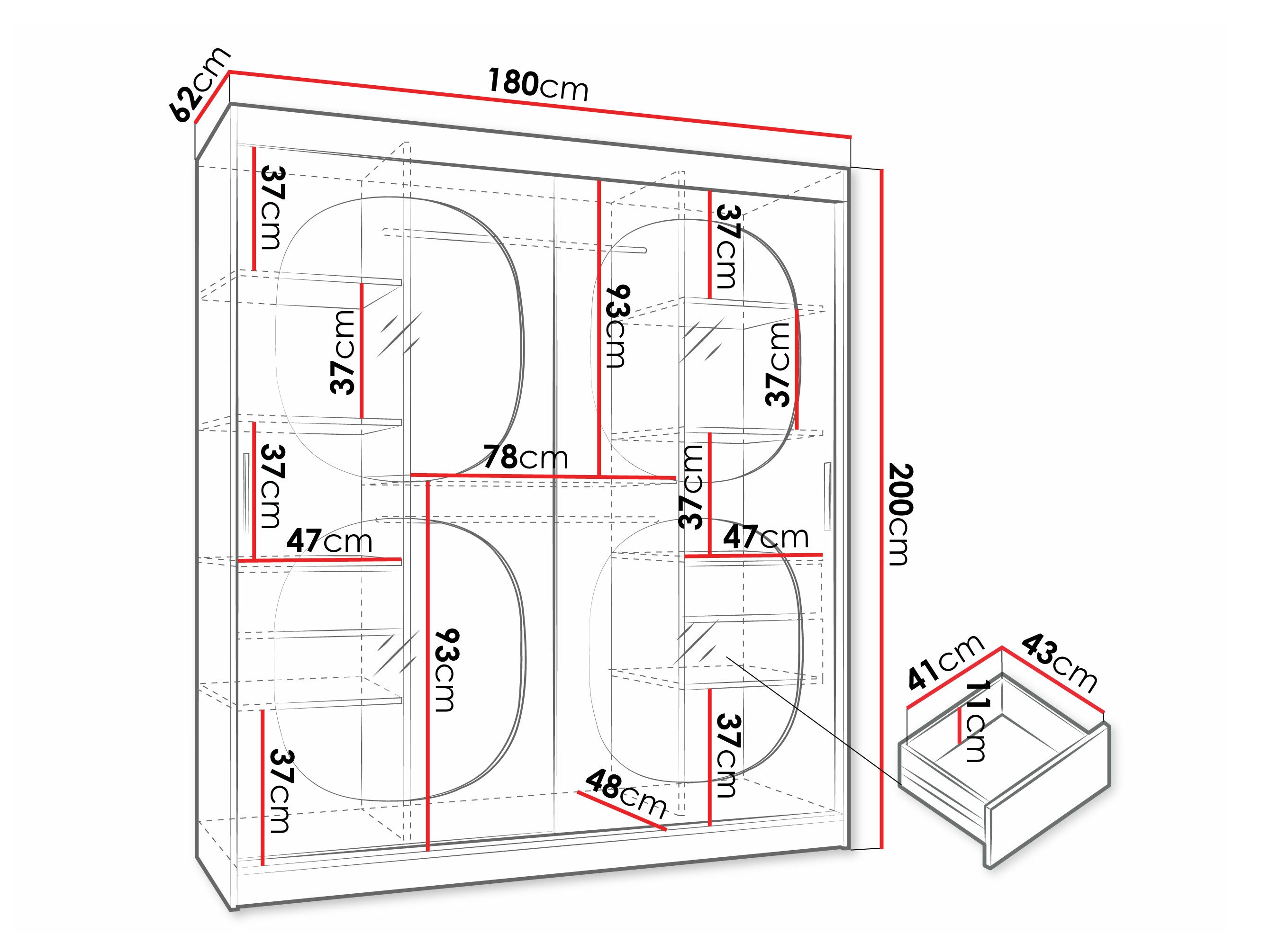 Kledingkast Hartford 529 (Zwart)