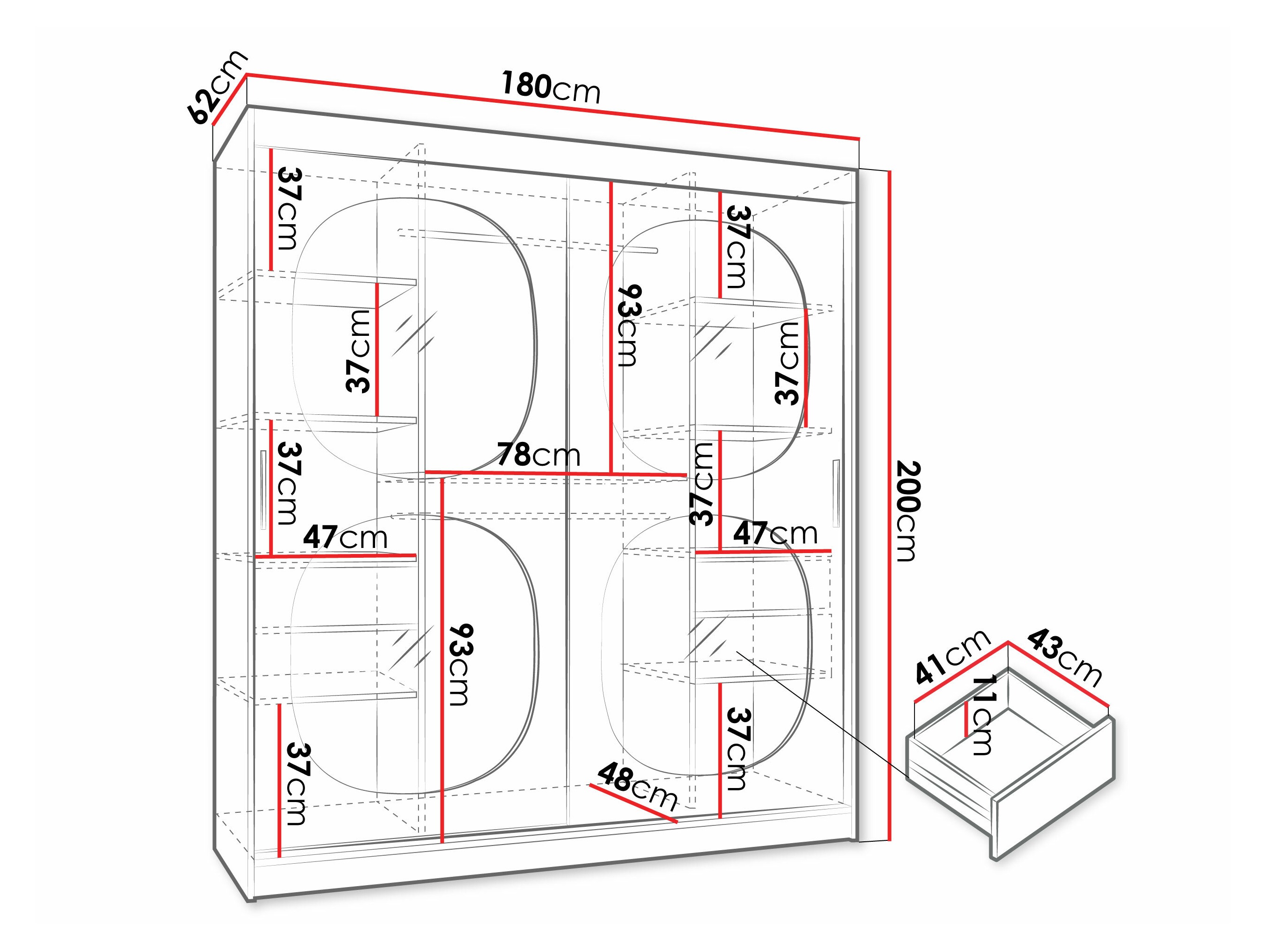 Kledingkast Hartford 529 (Zwart)