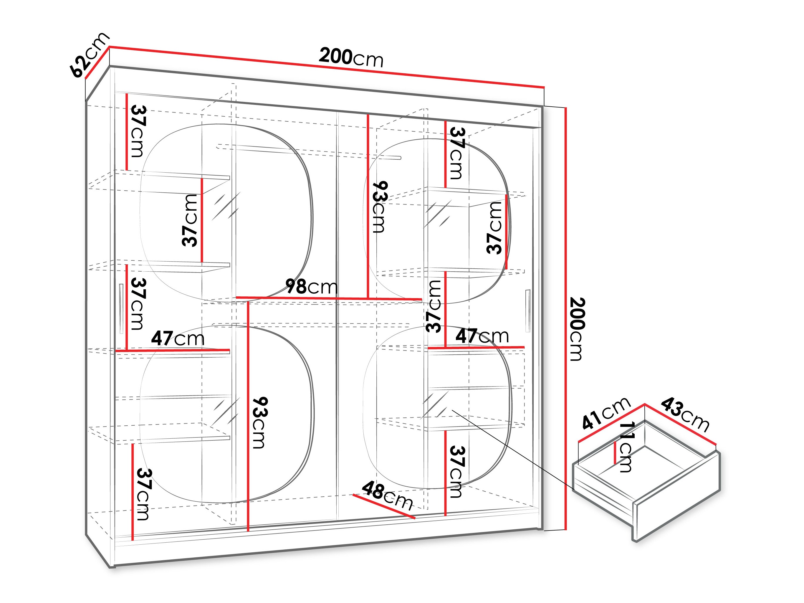 Kledingkast Hartford 531 (Kasjmier)