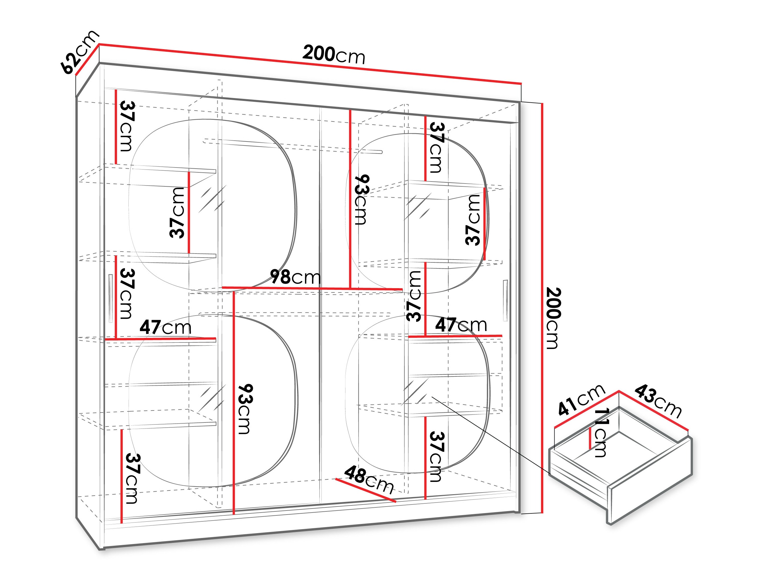 Kledingkast Hartford 531 (Kasjmier)