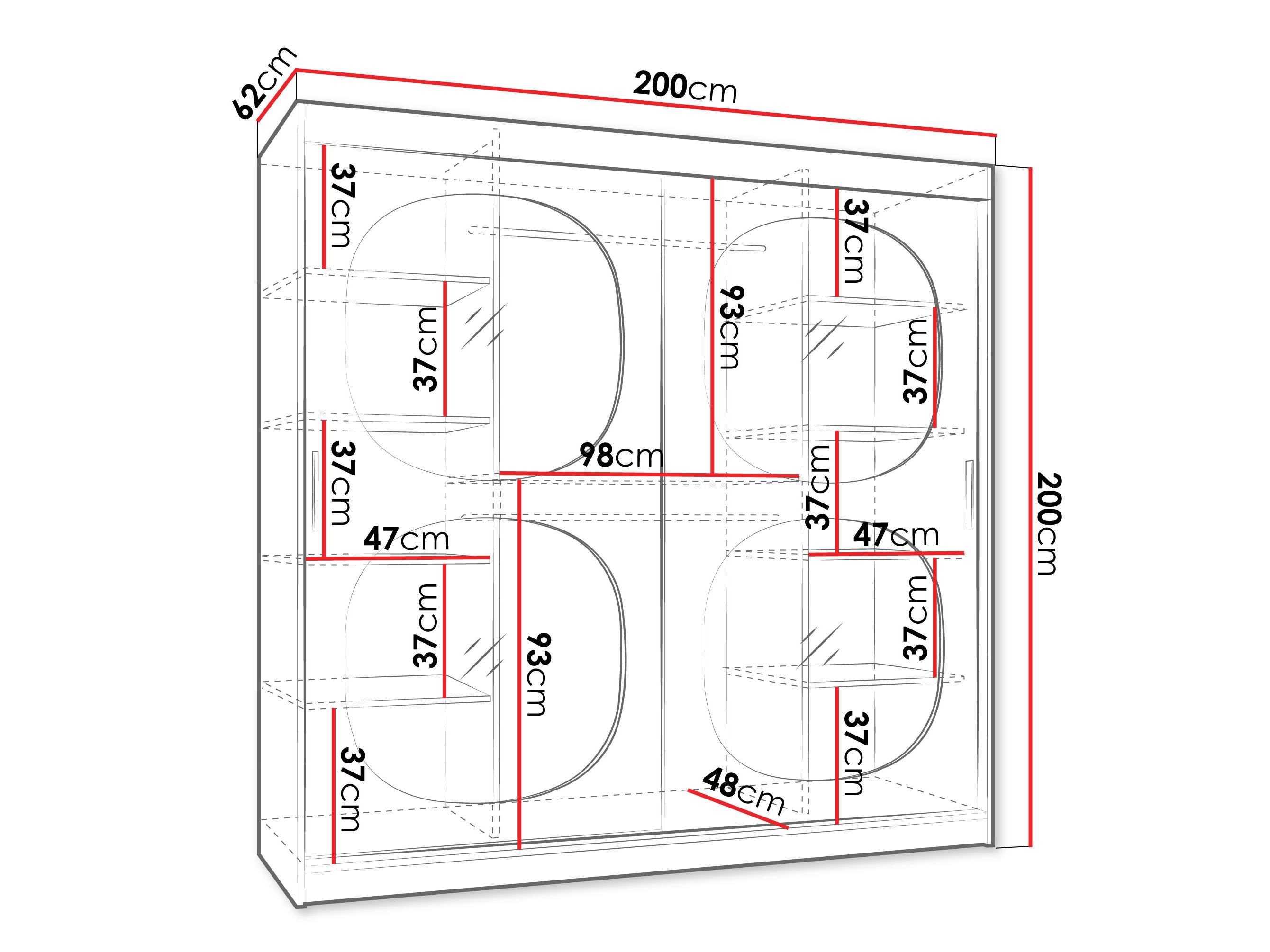 Kledingkast Hartford 531 (Zwart)