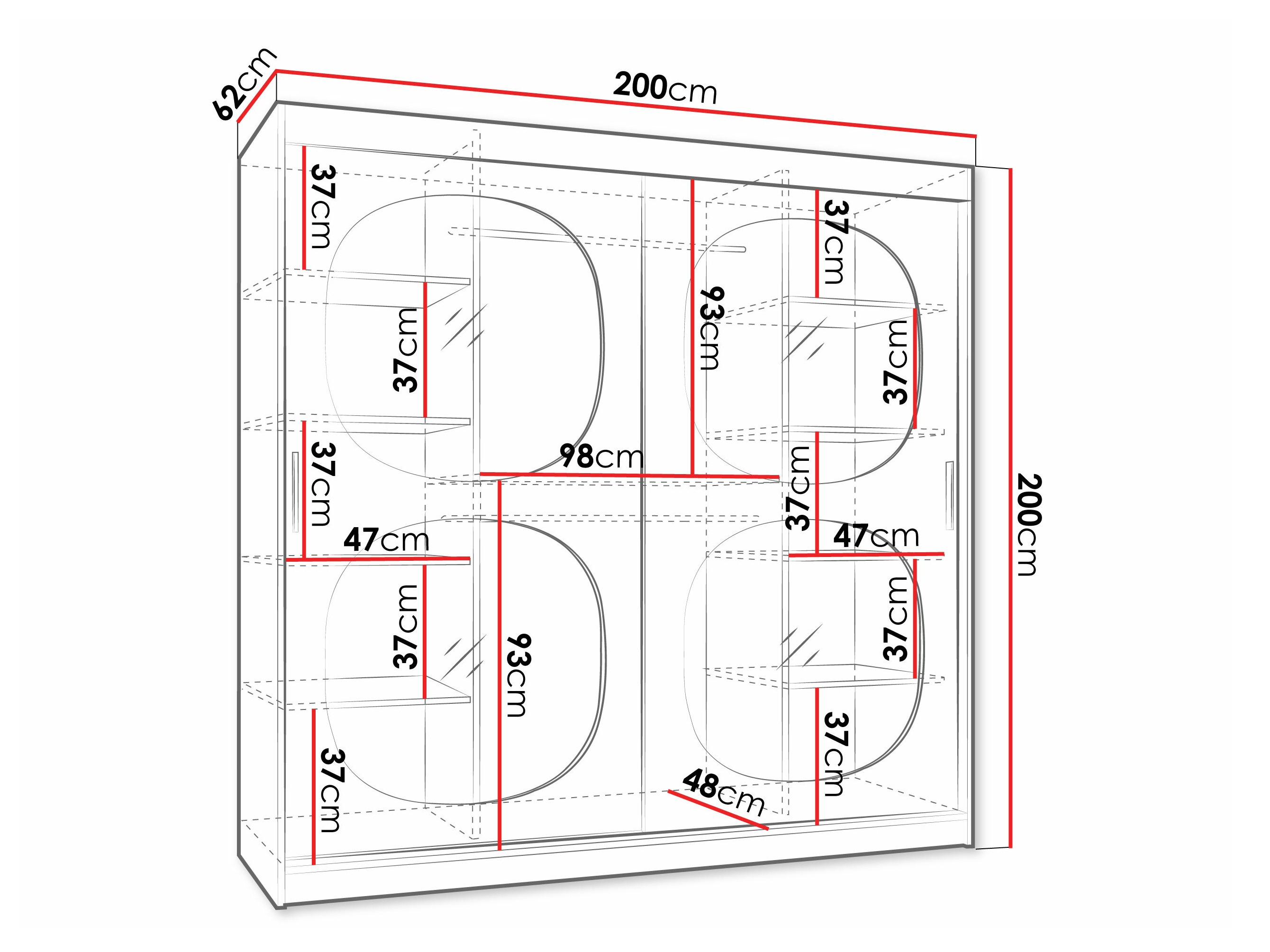 Kledingkast Hartford 531 (Zwart)