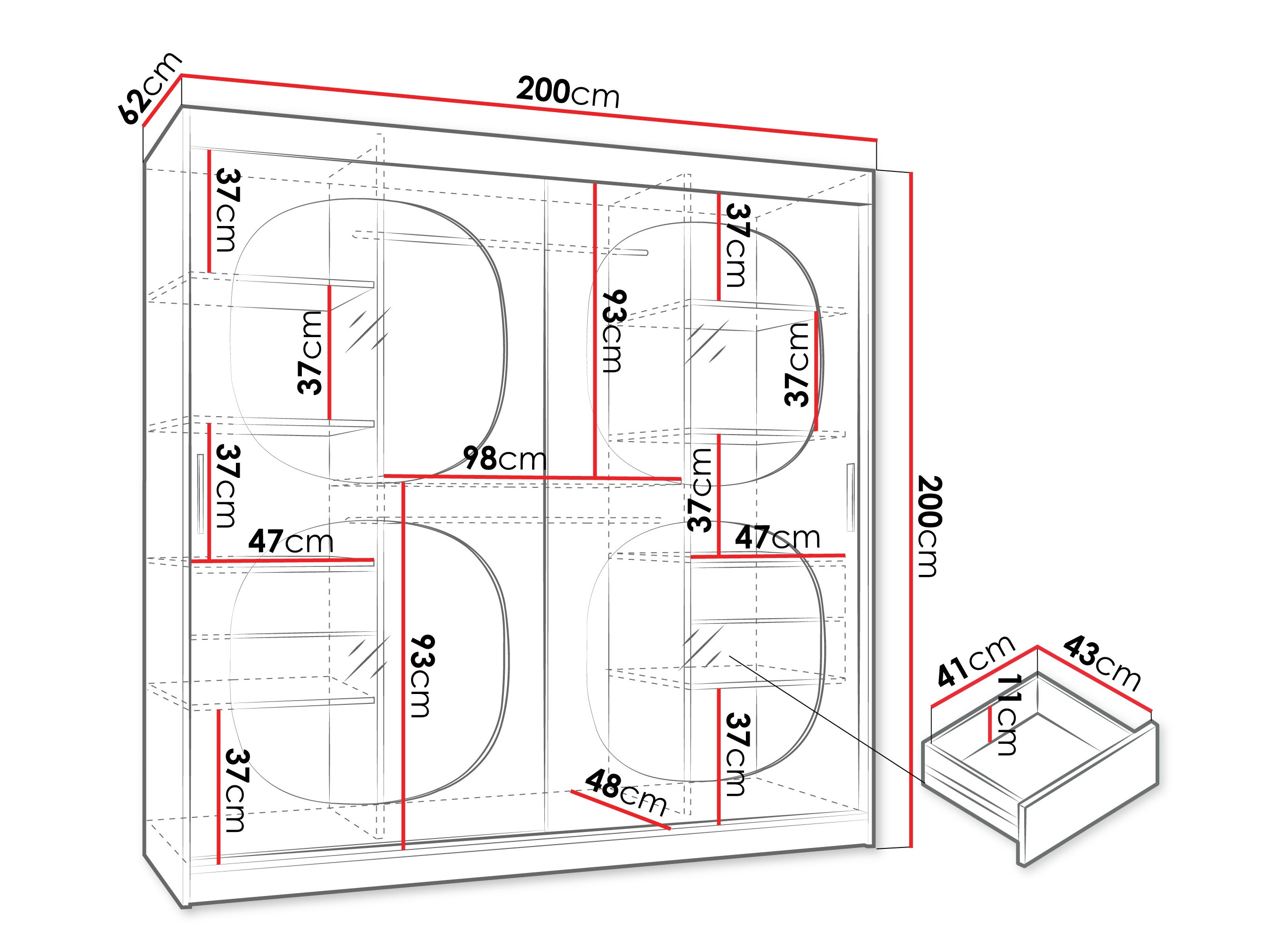 Kledingkast Hartford 531 (Zwart)