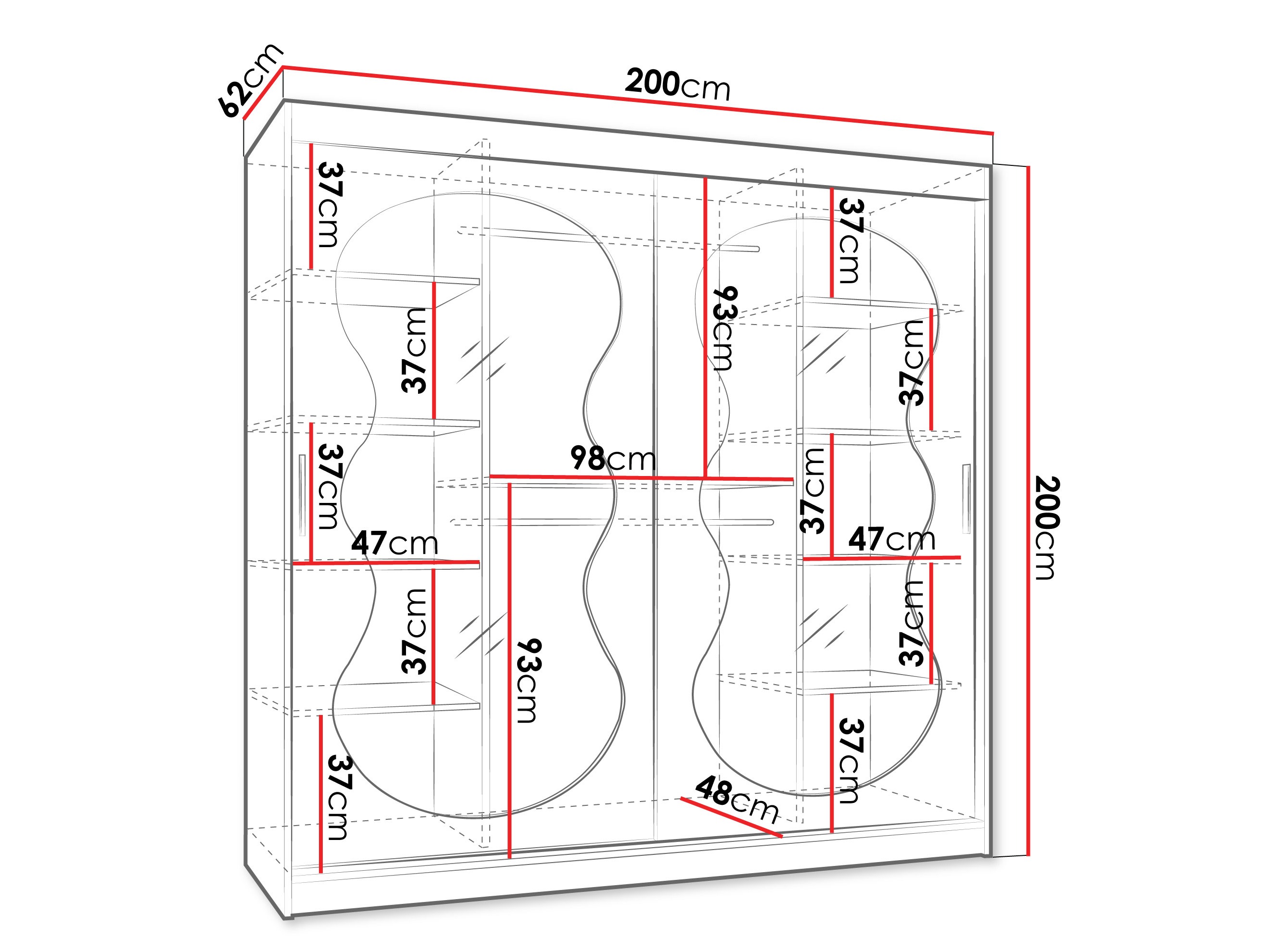 Kledingkast Hartford 532 (Zwart)