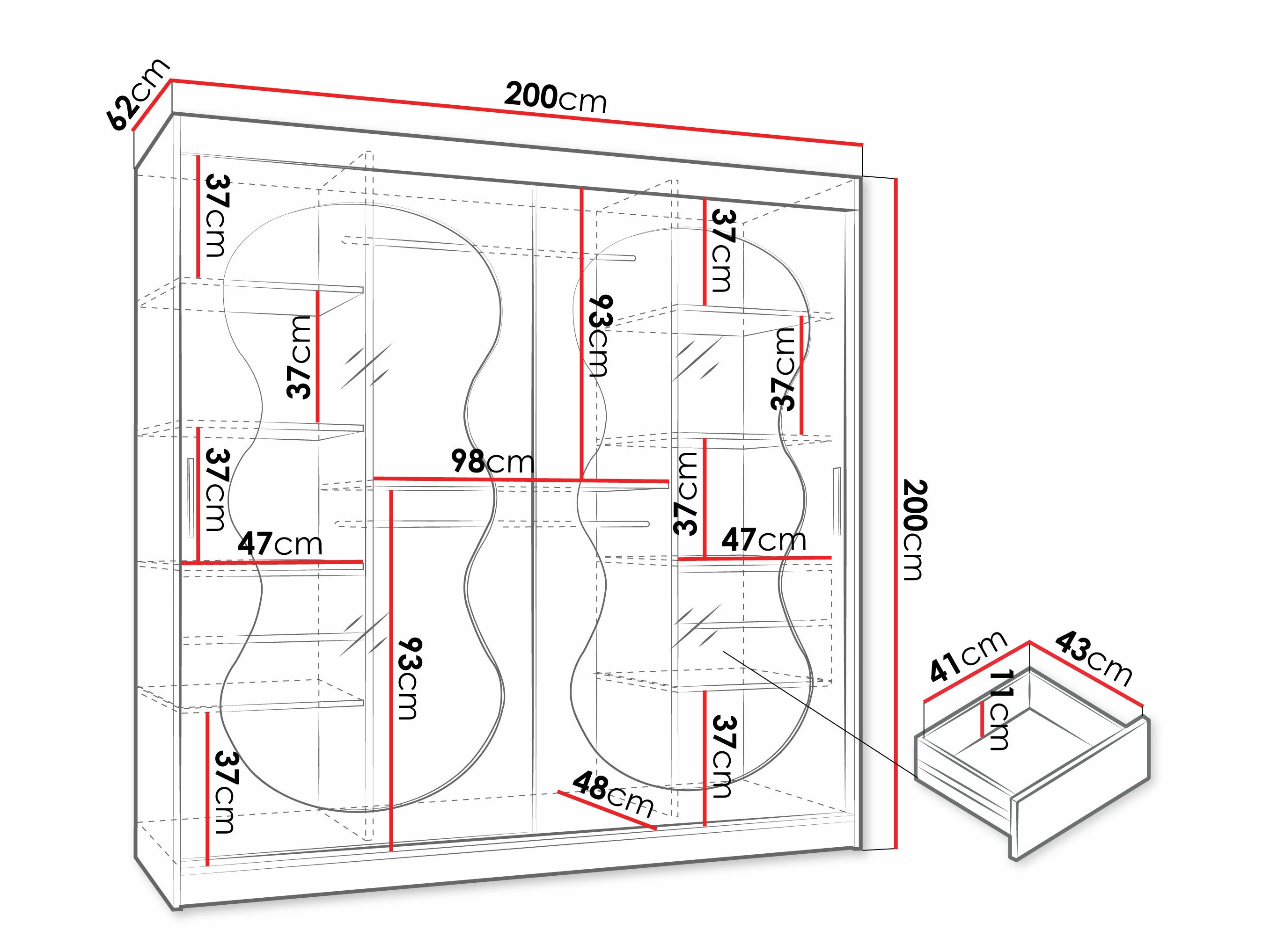 Kledingkast Hartford 532 (Zwart)