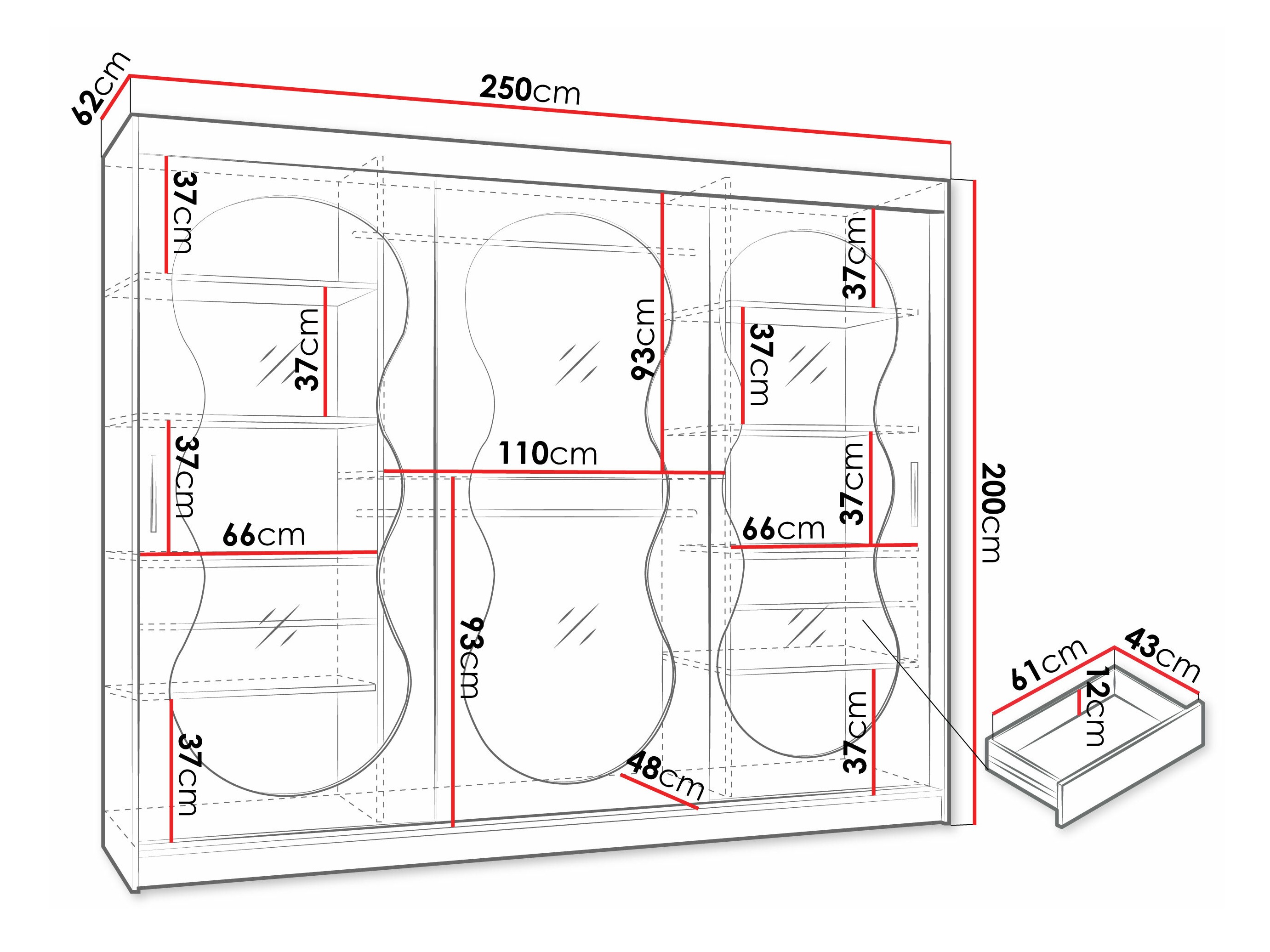 Kledingkast Hartford 534 (Zwart)