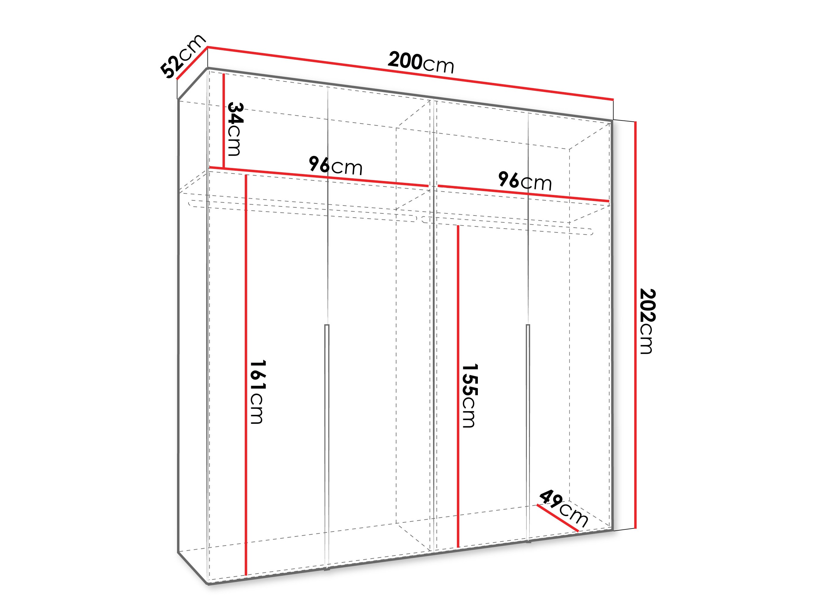 Kledingkast Hartford 537 (Zwart)