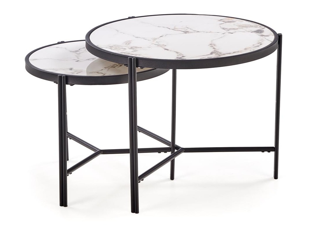 Salontafel set Houston 1867 (Wit marmer + Zwart)