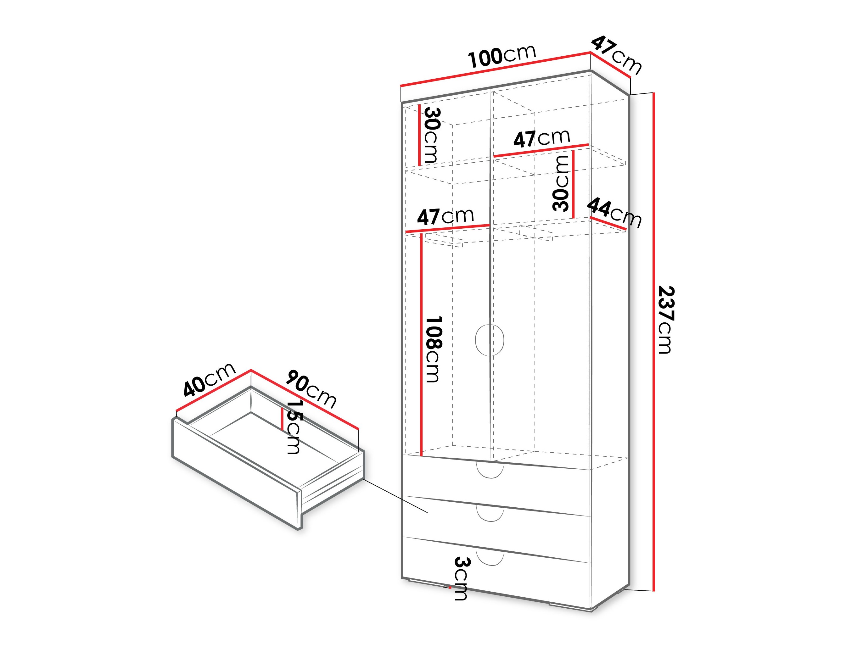 Kledingkast Hartford 565 (Wit)